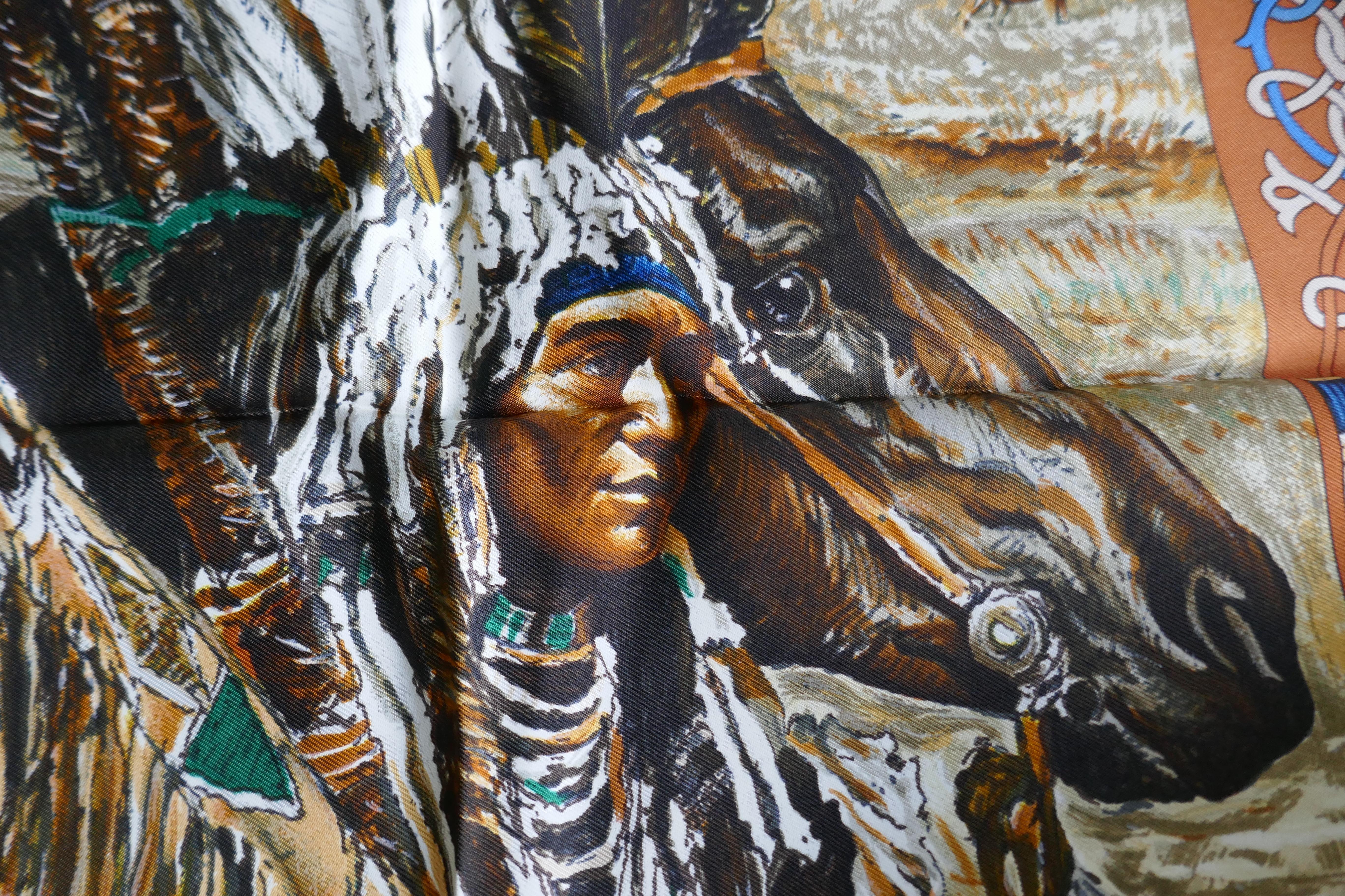Very Rare Hermes Silk Scarf ”Plumes de l’Ouest” by Kermit Oliver, 1993 1