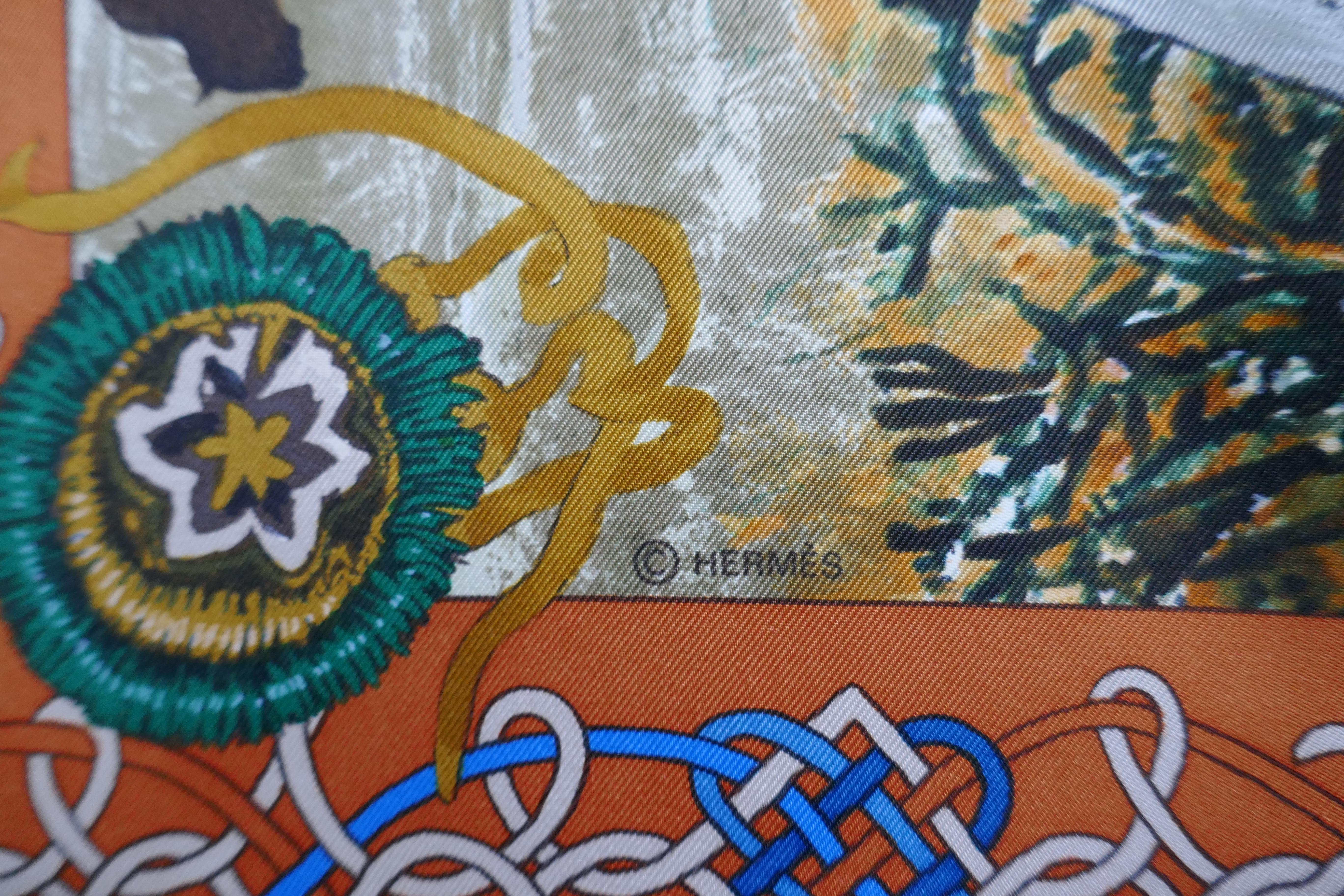 Very Rare Hermes Silk Scarf ”Plumes de l’Ouest” by Kermit Oliver, 1993 2