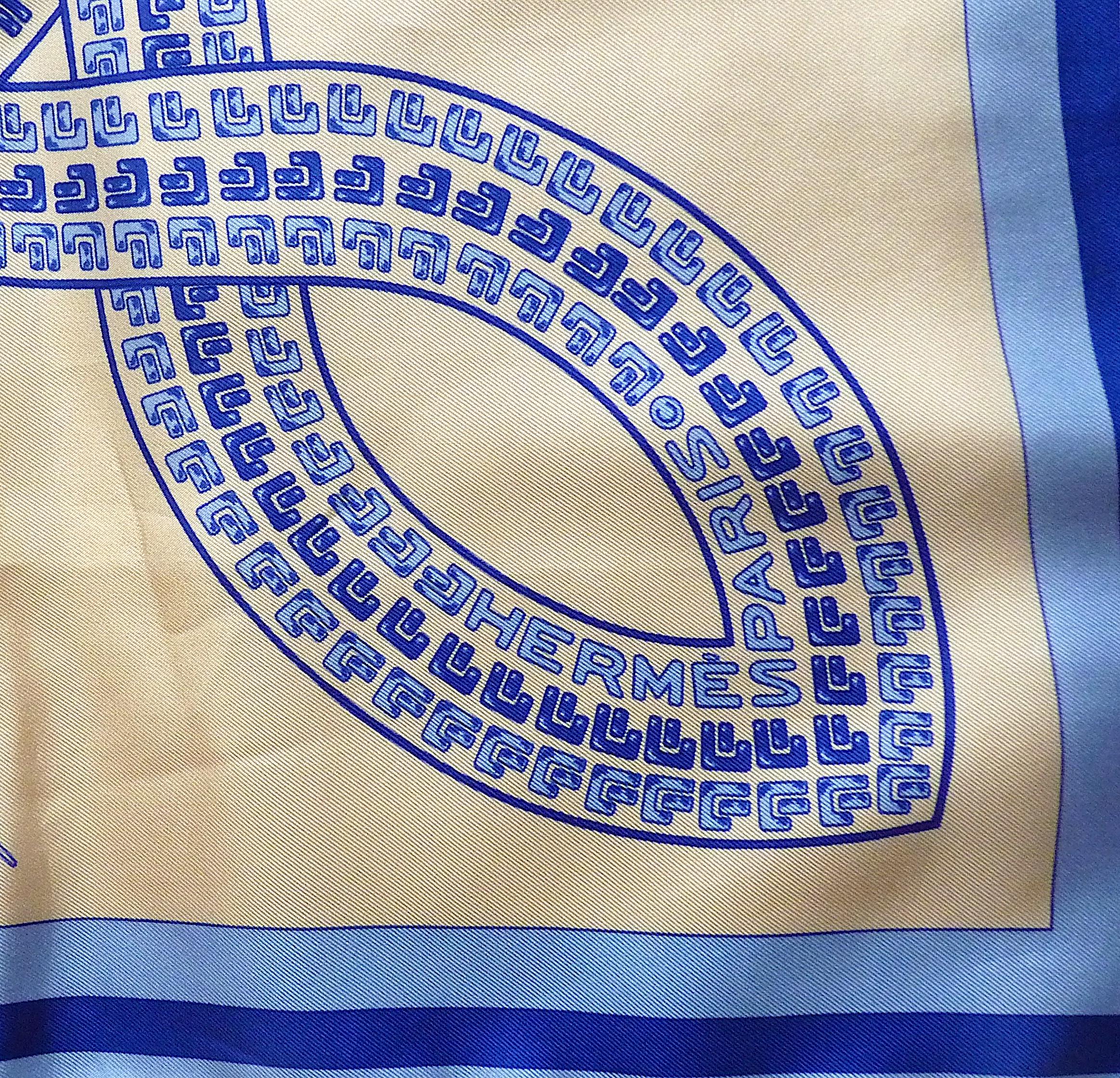 Hermes Silk Scarf Special Edition Ciments Français, Vintage from 1981 In Excellent Condition For Sale In CHAMPEAUX-SUR-SARTHE, FR