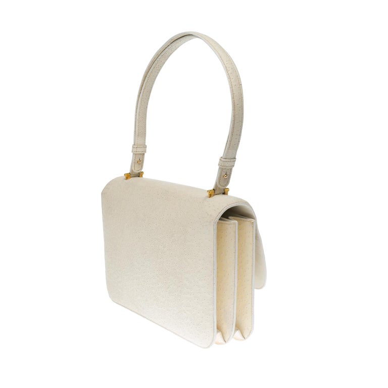 Hermès White Beluga Vintage Leather Bag, 1960s at 1stDibs