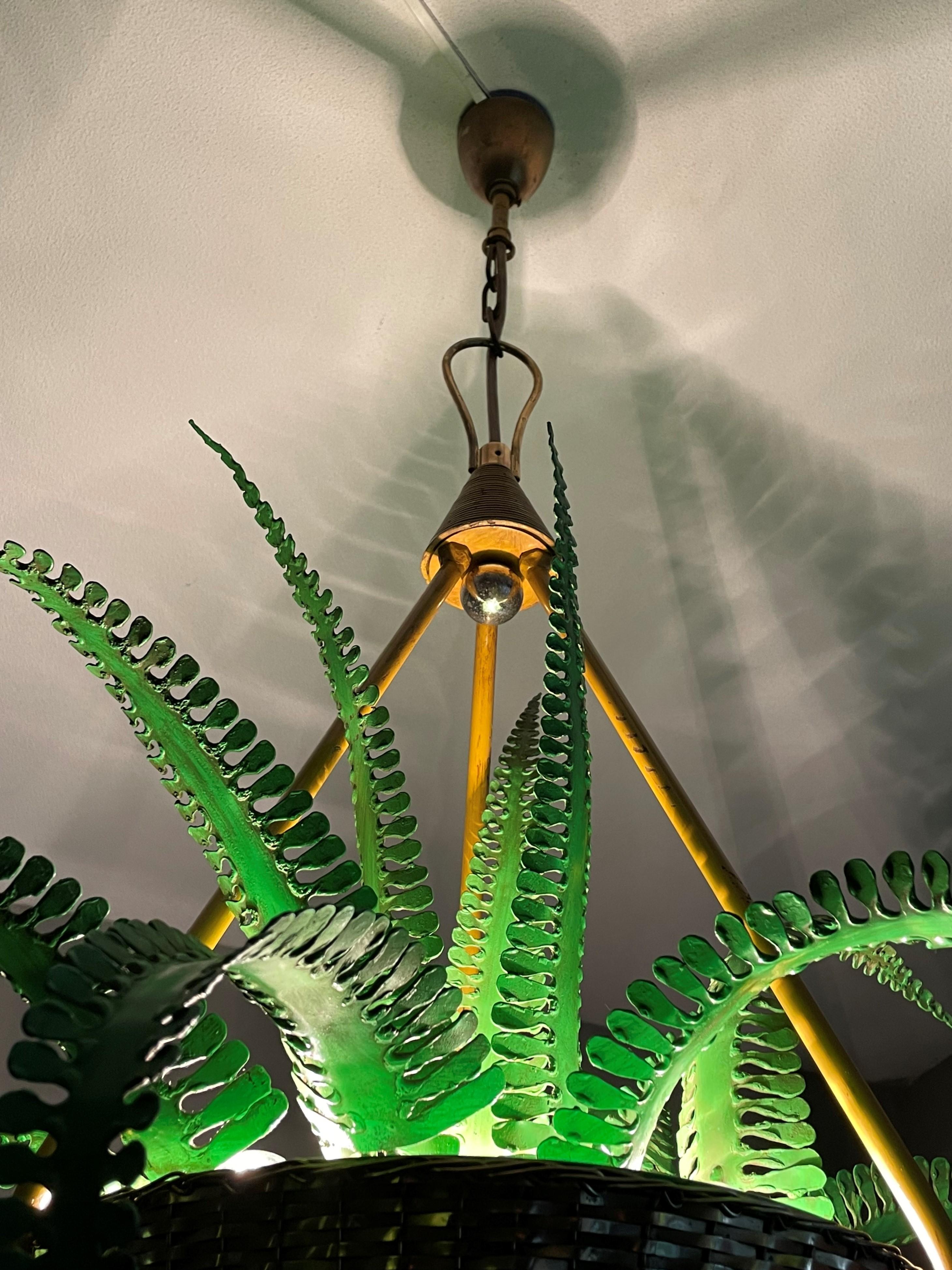 Very Rare Hollywood Regency Fern Chandelier Attr. To Maison Bagues, France 1950s 4