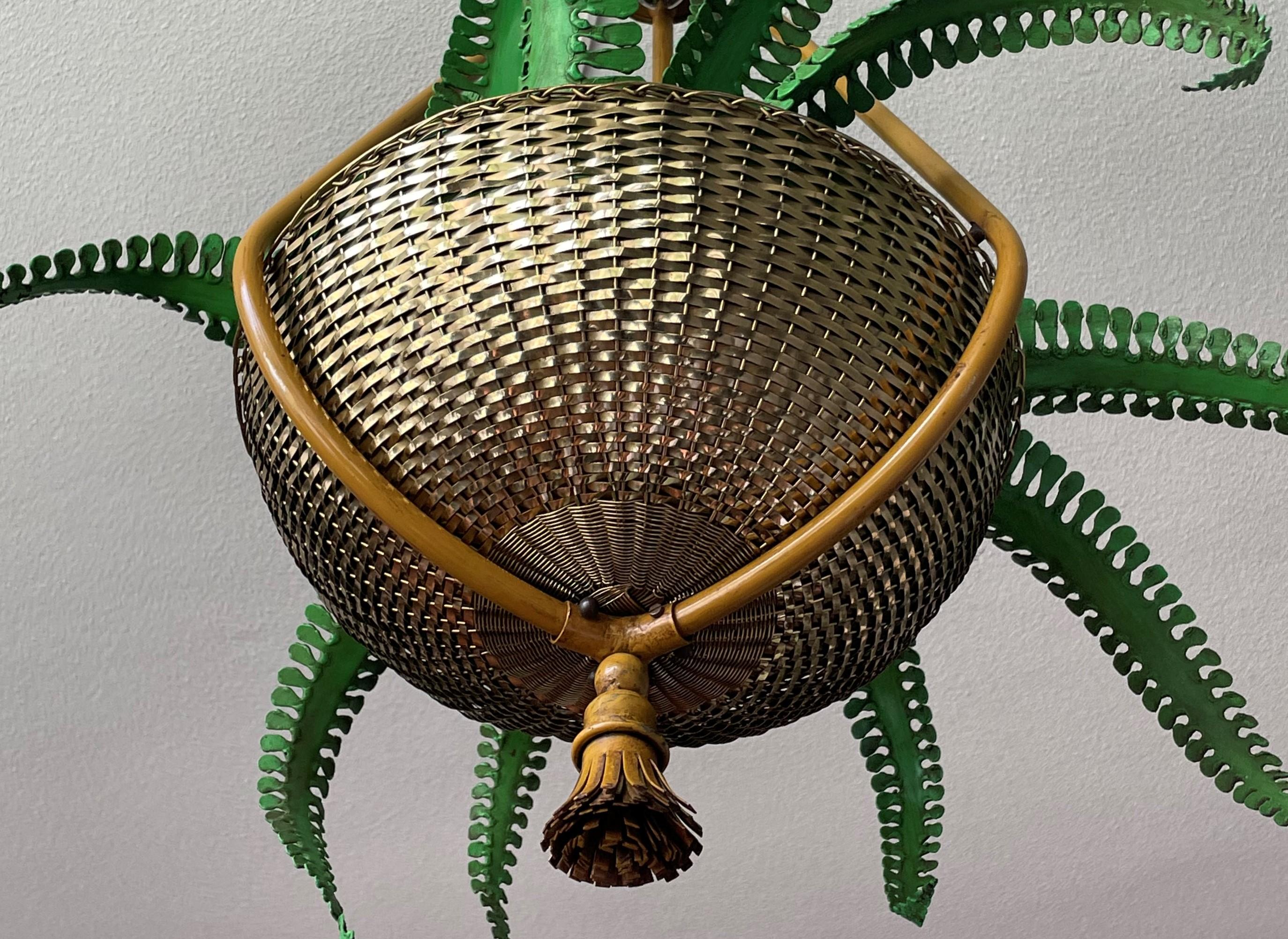 Very Rare Hollywood Regency Fern Chandelier Attr. To Maison Bagues, France 1950s 5