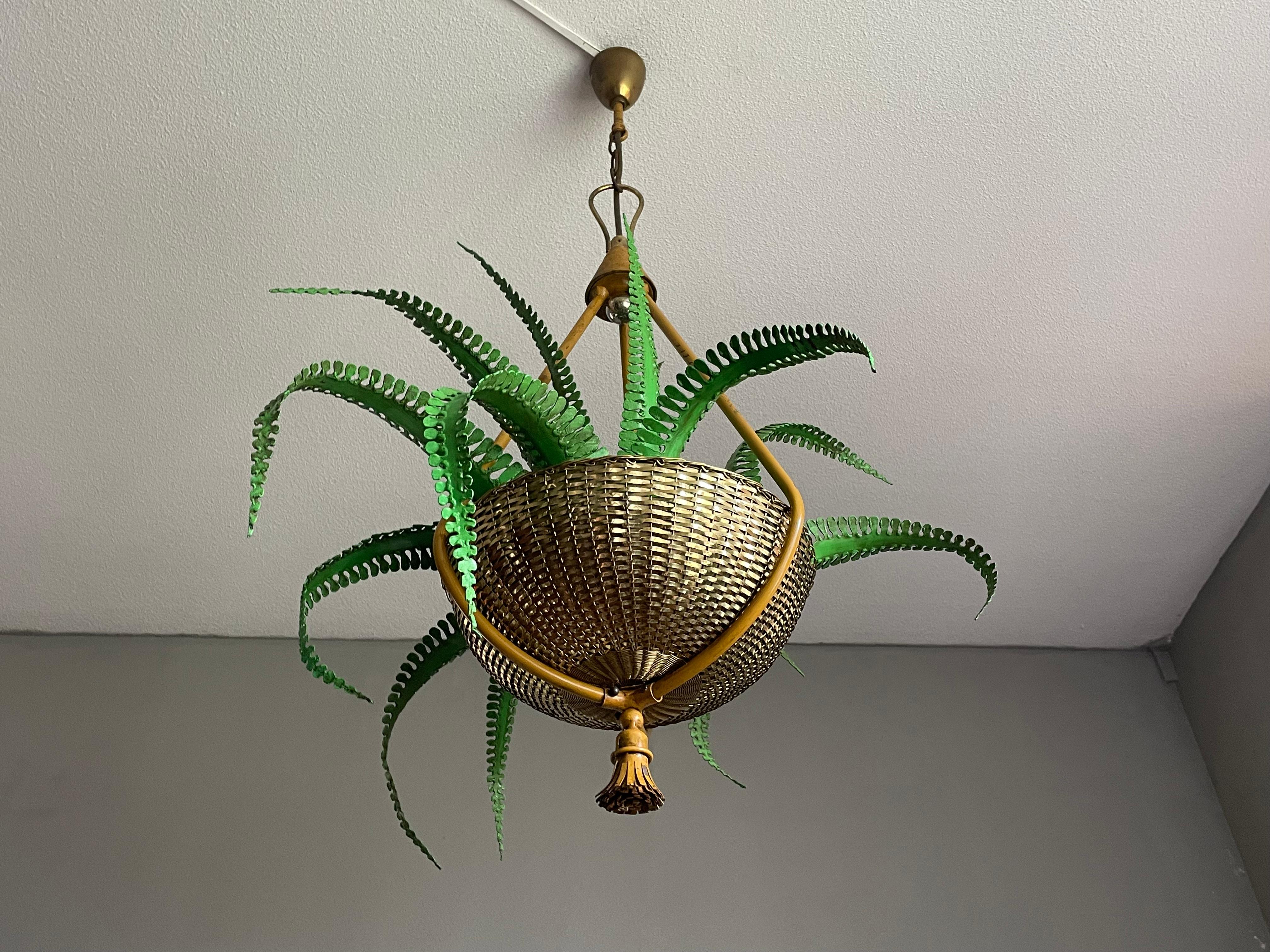 Very Rare Hollywood Regency Fern Chandelier Attr. To Maison Bagues, France 1950s 7