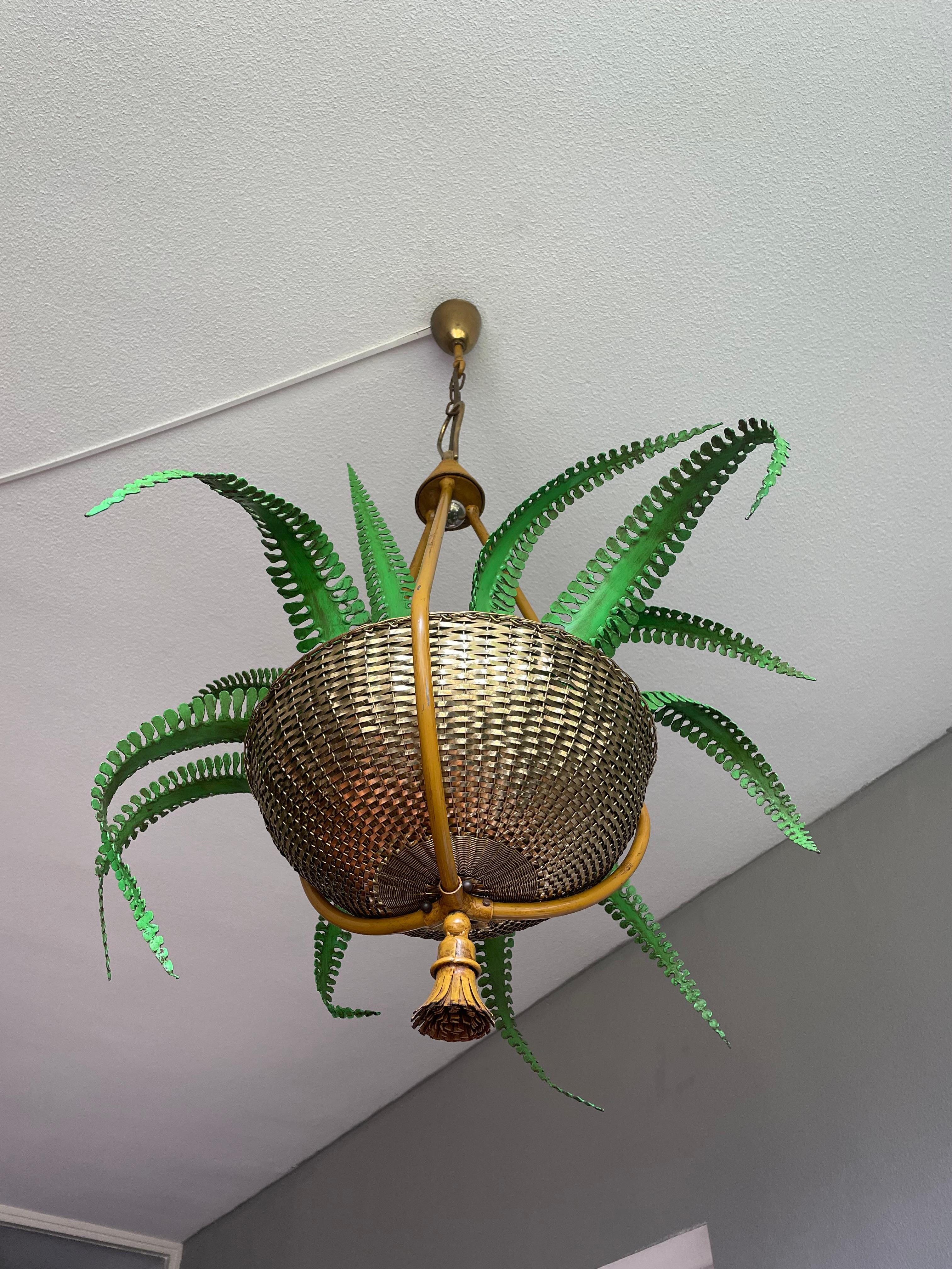 Very Rare Hollywood Regency Fern Chandelier Attr. To Maison Bagues, France 1950s 9