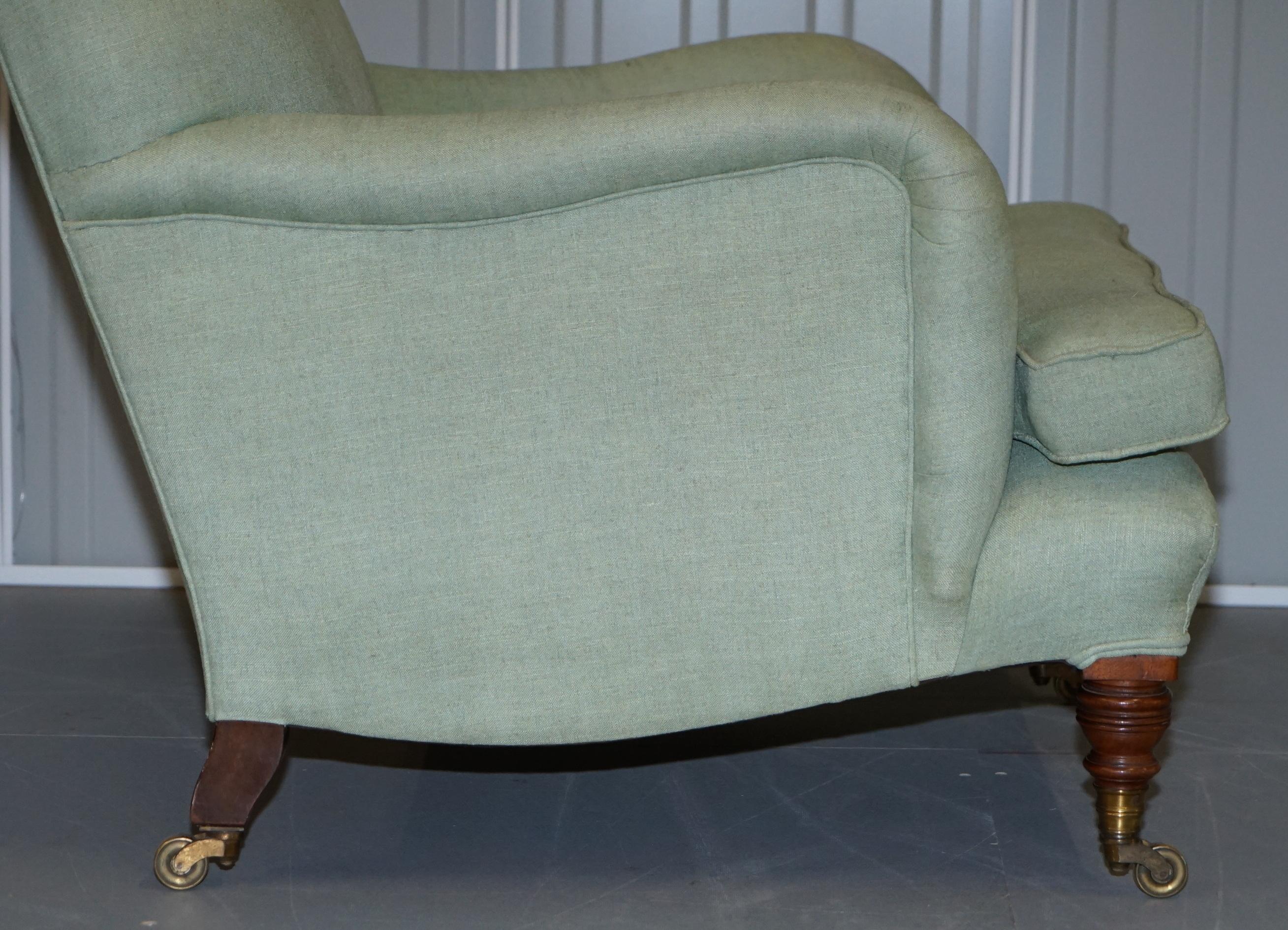 Upholstery Very Rare Howard & Son's Fully Stamped Bridgewater Armchair Original Castors