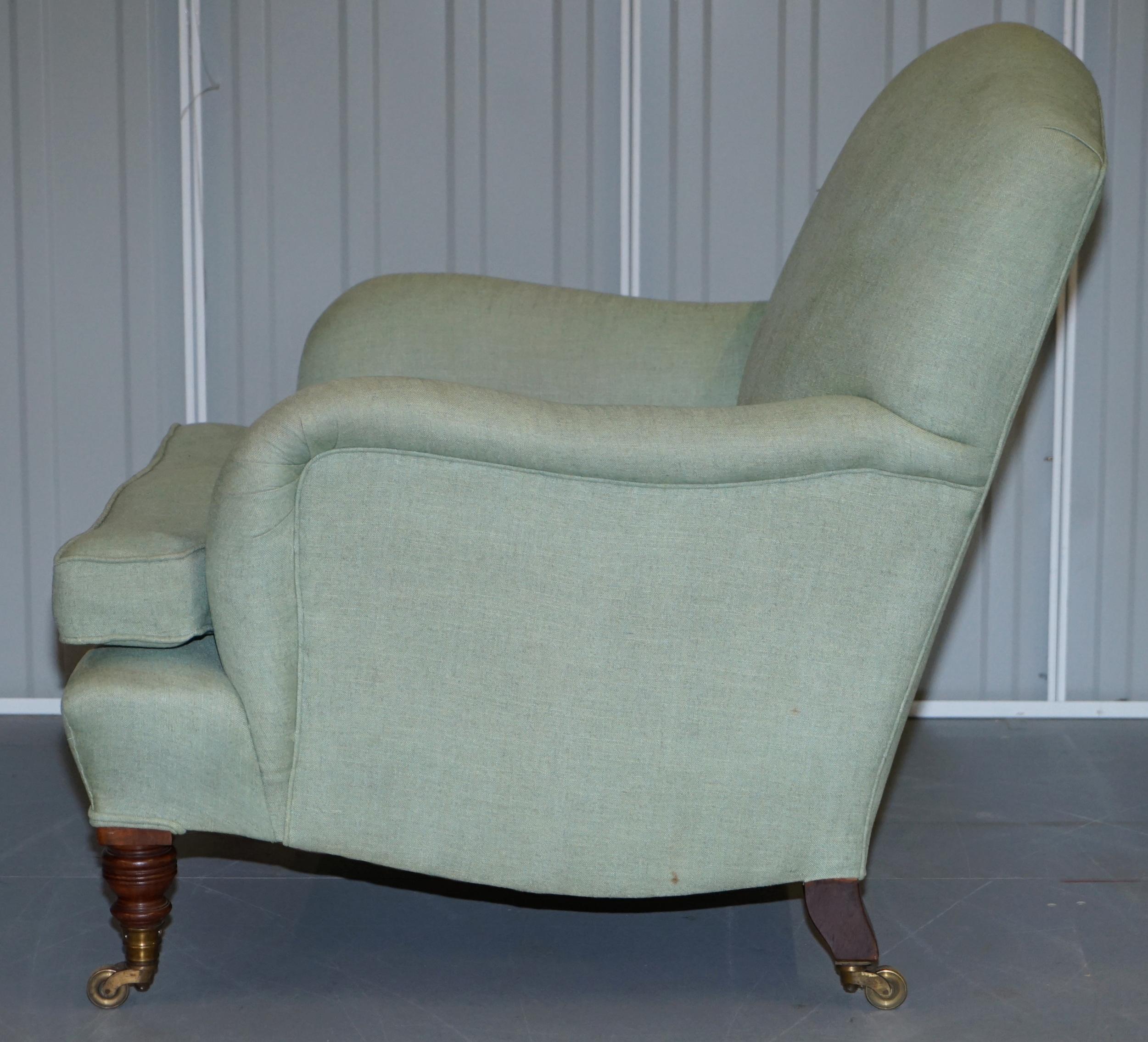 Very Rare Howard & Son's Fully Stamped Bridgewater Armchair Original Castors 2