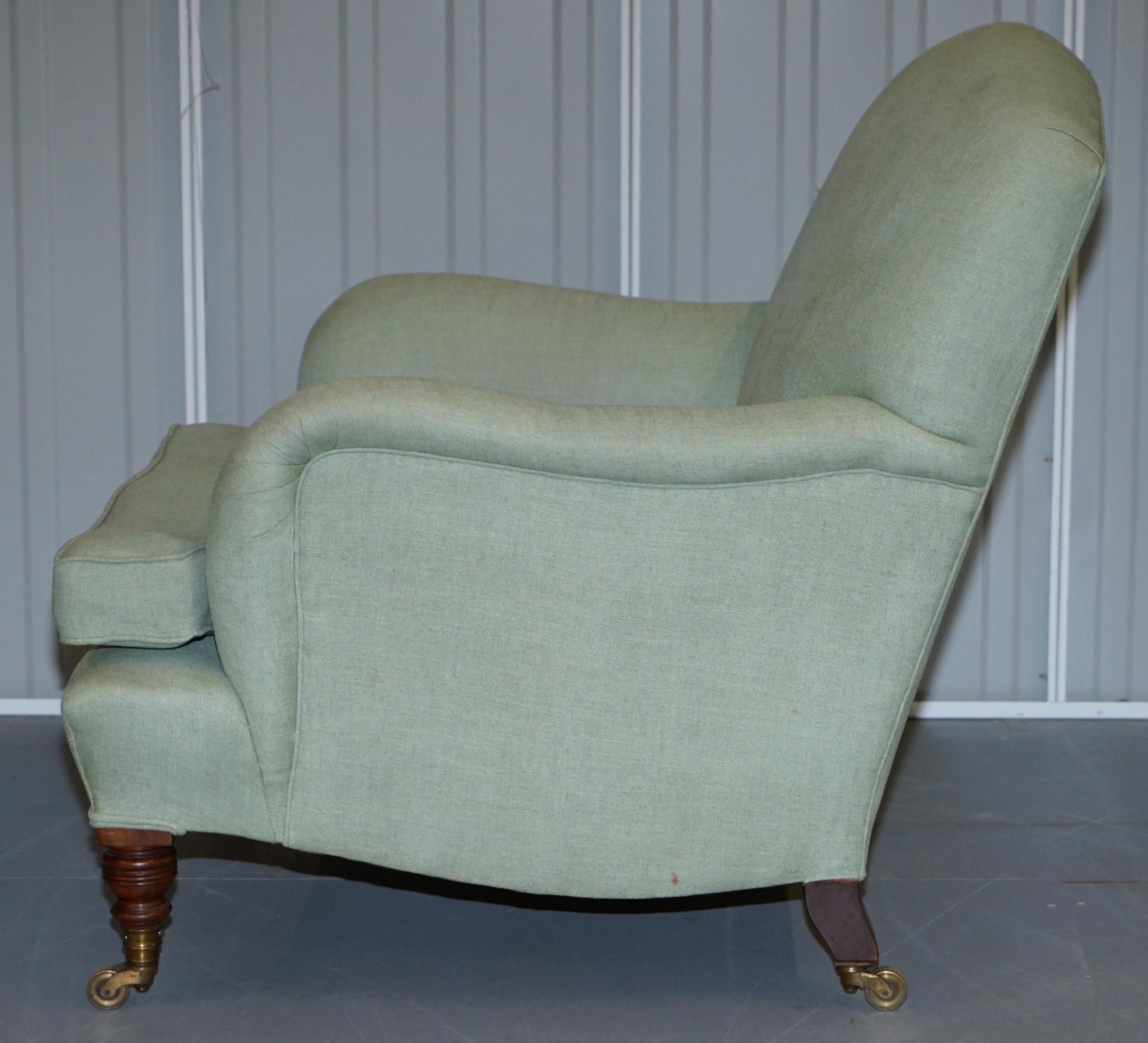 Very Rare Howard & Son's Fully Stamped Bridgewater Armchair Original Castors 3