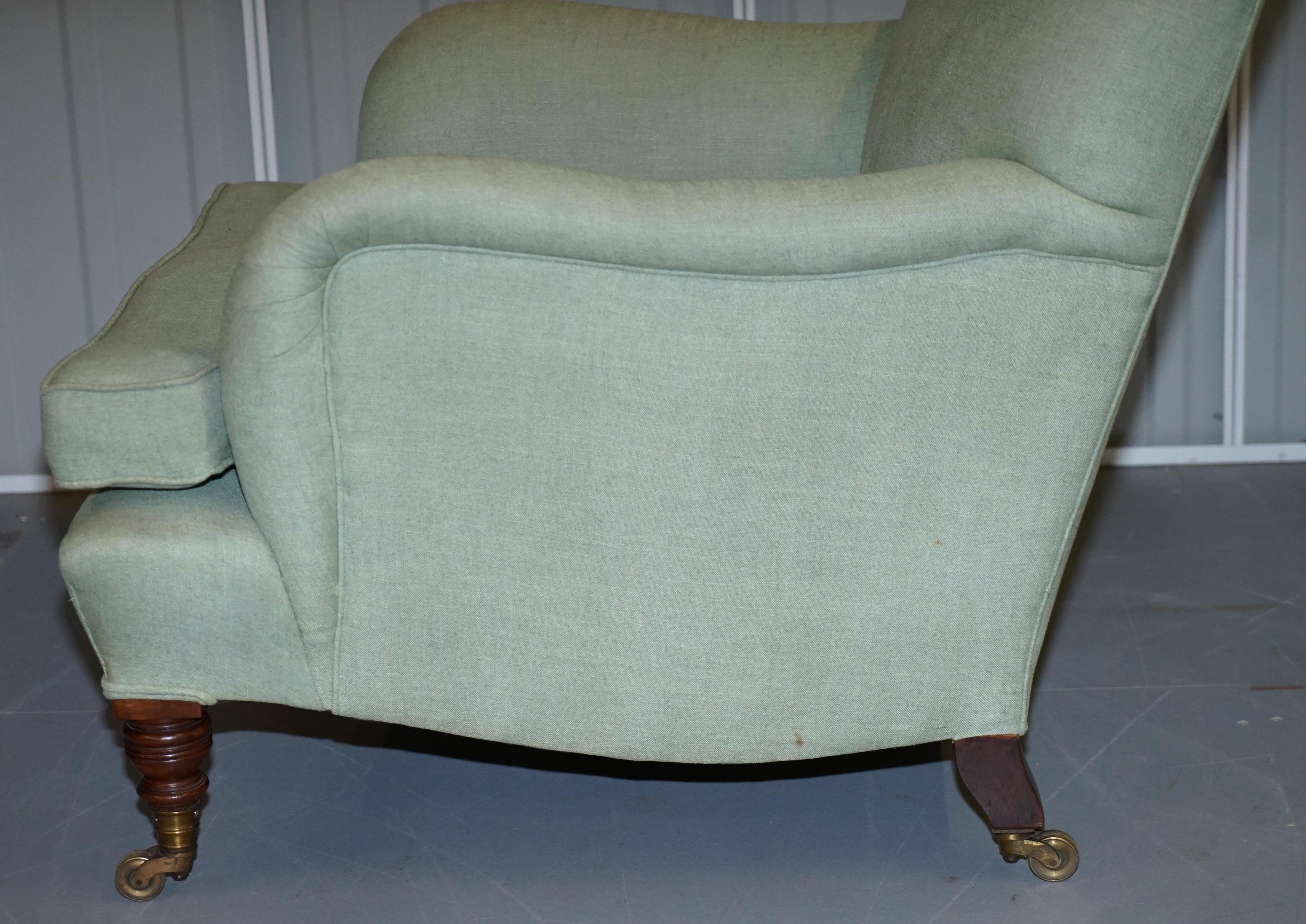 Very Rare Howard & Son's Fully Stamped Bridgewater Armchair Original Castors 4