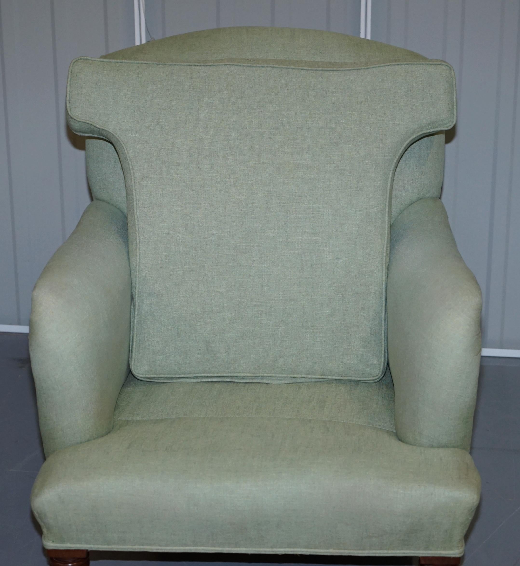 Very Rare Howard & Son's Fully Stamped Bridgewater Armchair Original Castors 6