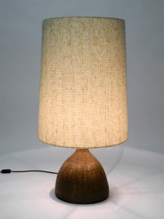 Very Rare Huge 1960s Ceramic Table or Floor Lamp with a Large Fabric Shade