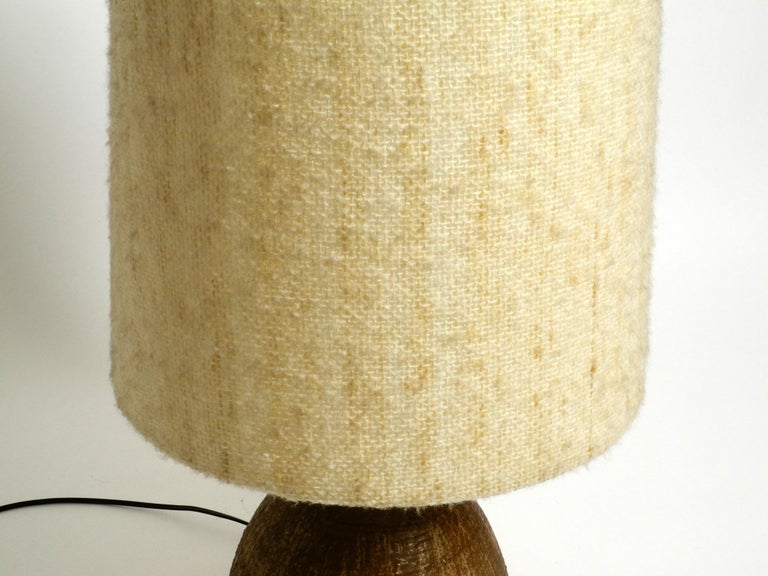 Very Rare Huge 1960s Ceramic Table or Floor Lamp with a Large Fabric Shade In Good Condition In München, DE