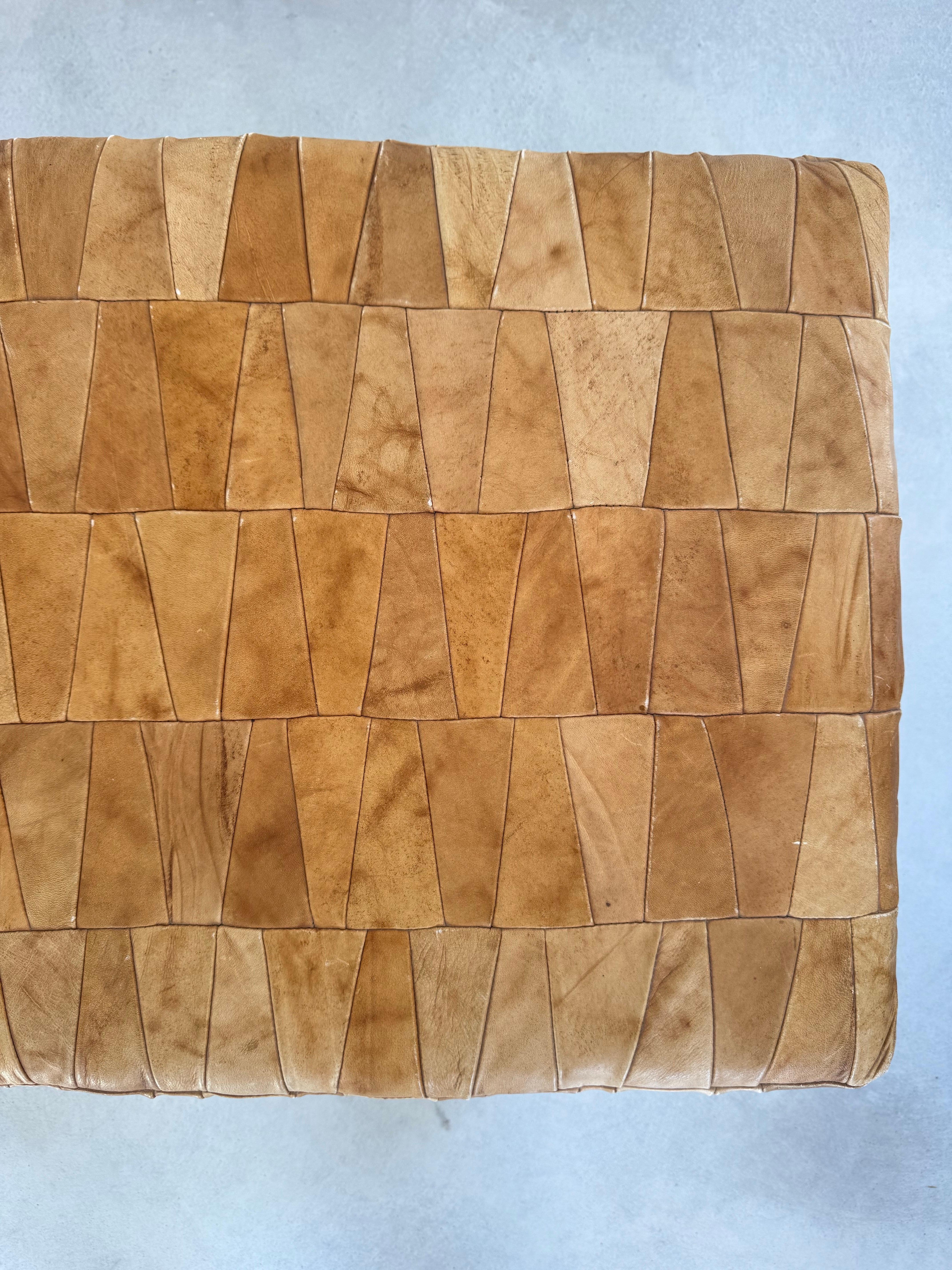 Very Rare Huge Design 1970s De Sede Leather Patchwork Storage Ottoman 12