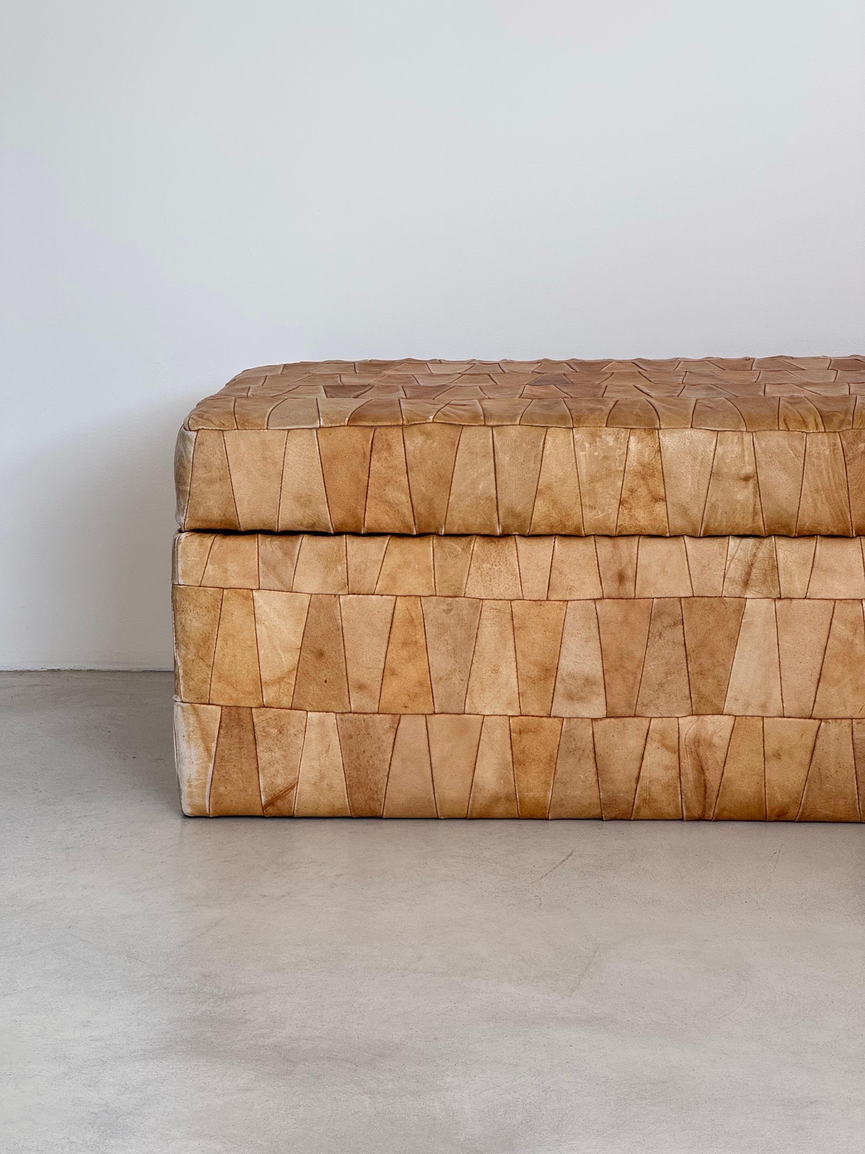 Space Age Very Rare Huge Design 1970s De Sede Leather Patchwork Storage Ottoman