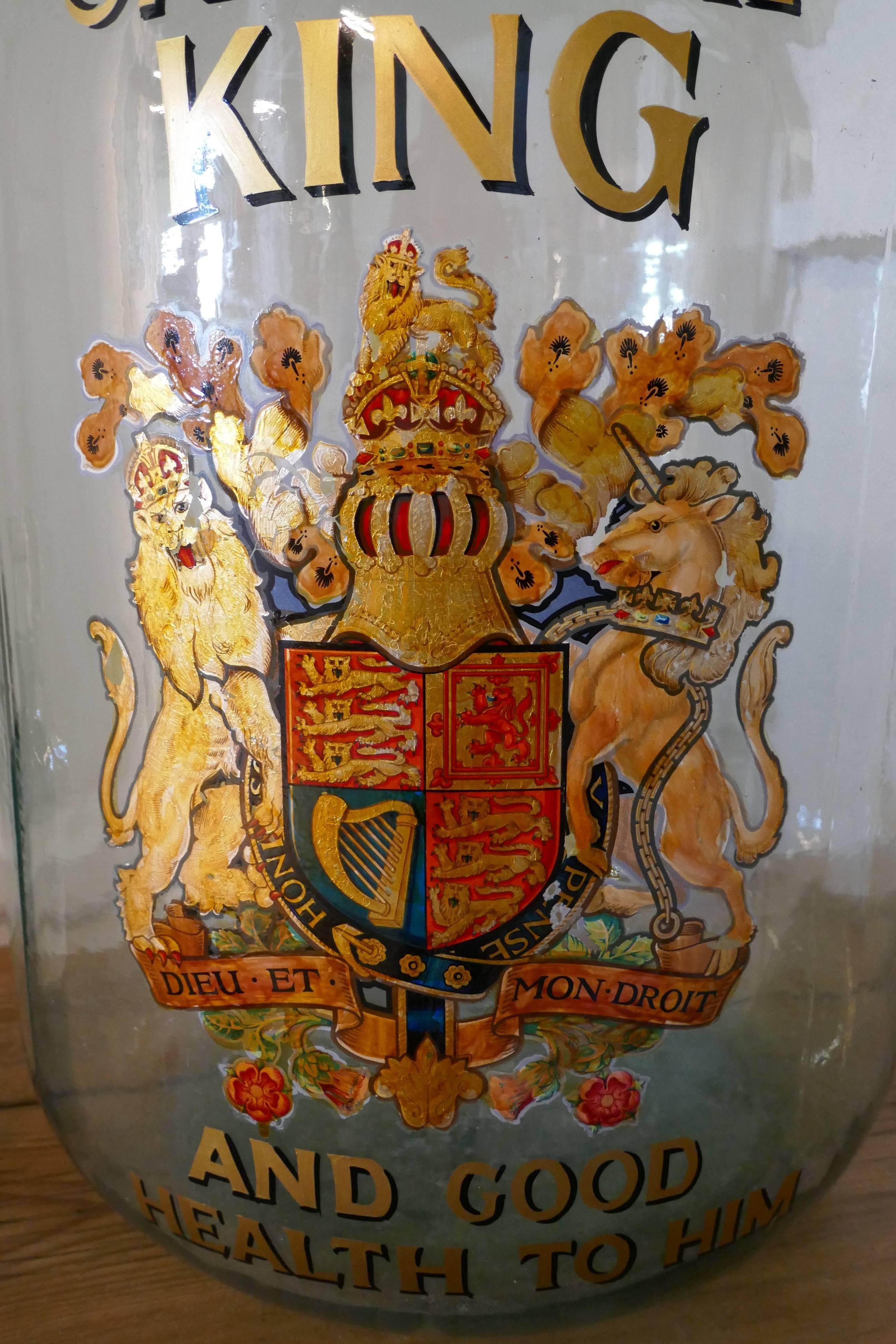 English Very Rare Huge Glass Brandy/Rum Navy Grog Jar, Royal Appointment to the King