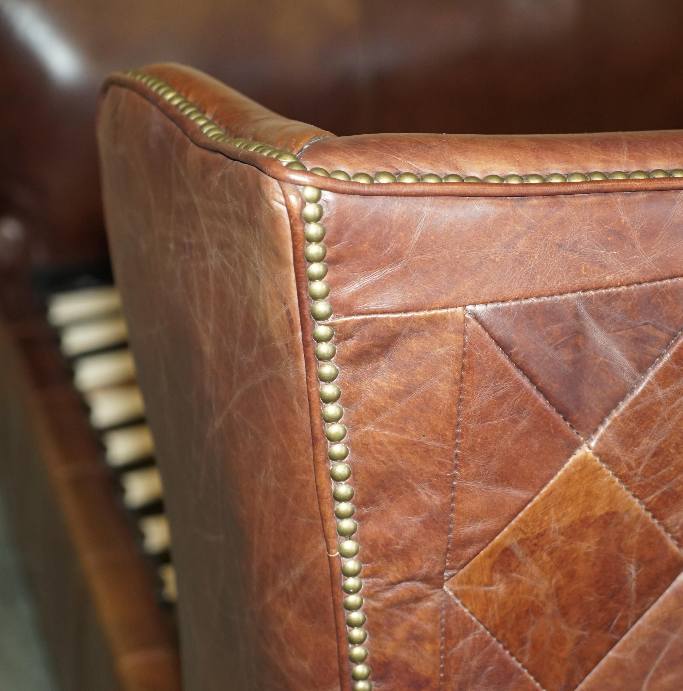 VERY RARE HUGE HAND DYED BROWN LEATHER WiNGBACK SUPER KING SIZE BED FRAME 2