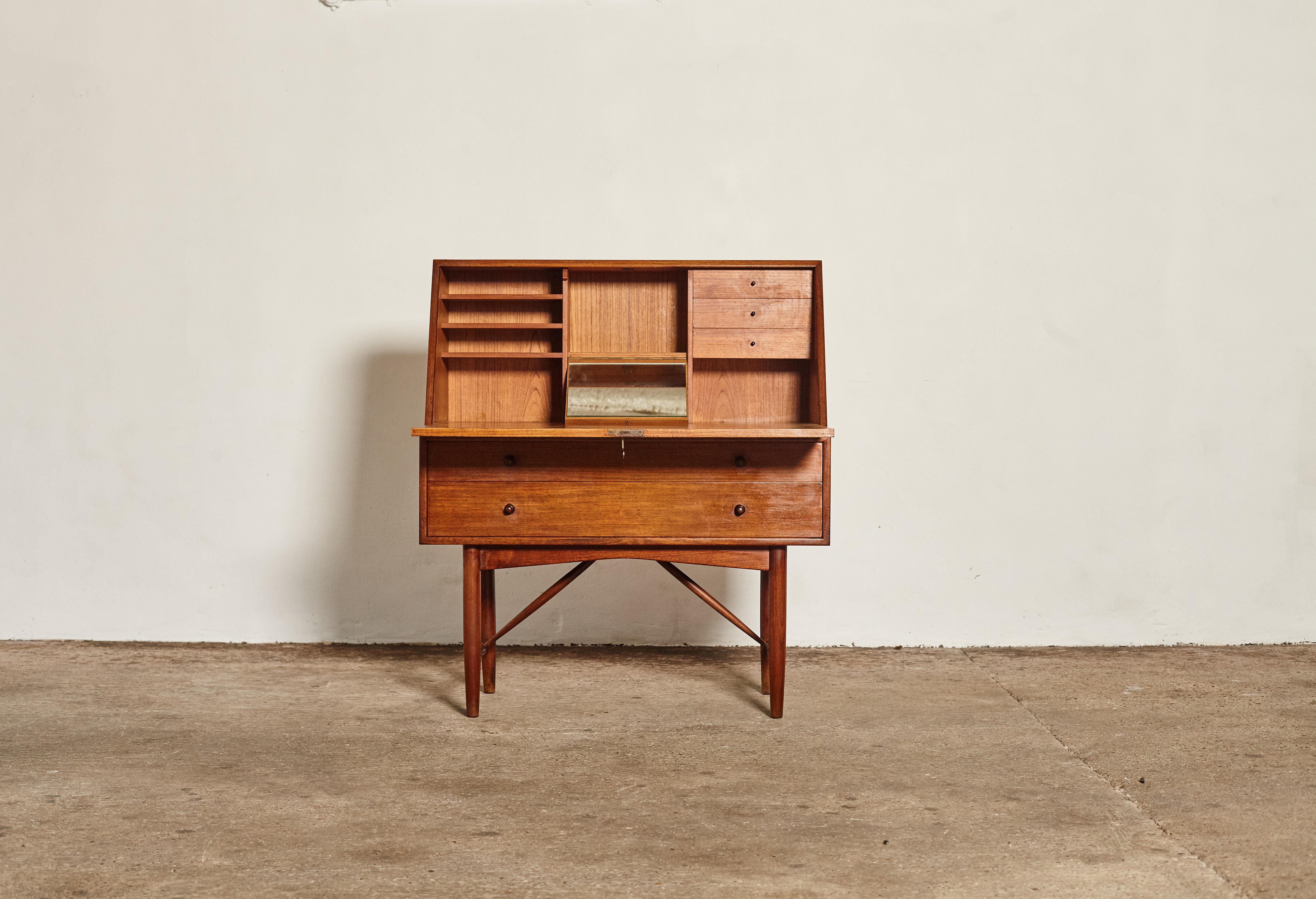 Teak Very Rare Ib Kofod Larsen Secretary Desk / Bureau, PA Pedersen, 1954, Denmark