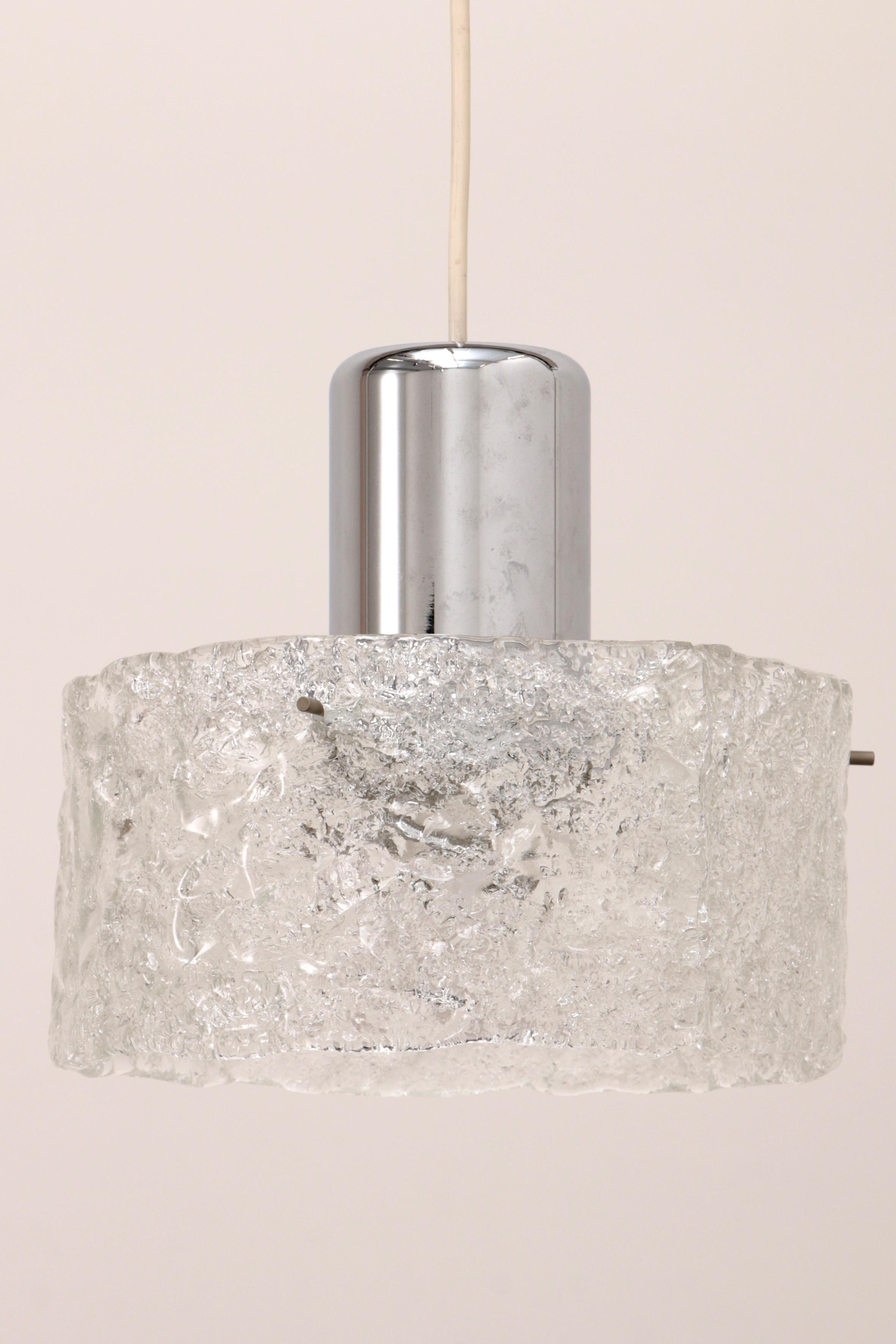 Mid-Century Modern Very Rare Ice Glass Lamp Produced by Egon Hillebrand, 1960 Germany For Sale