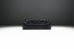 Very rare 'Informel' sofa in black leather by Hans Hopfer for Roche Bobois