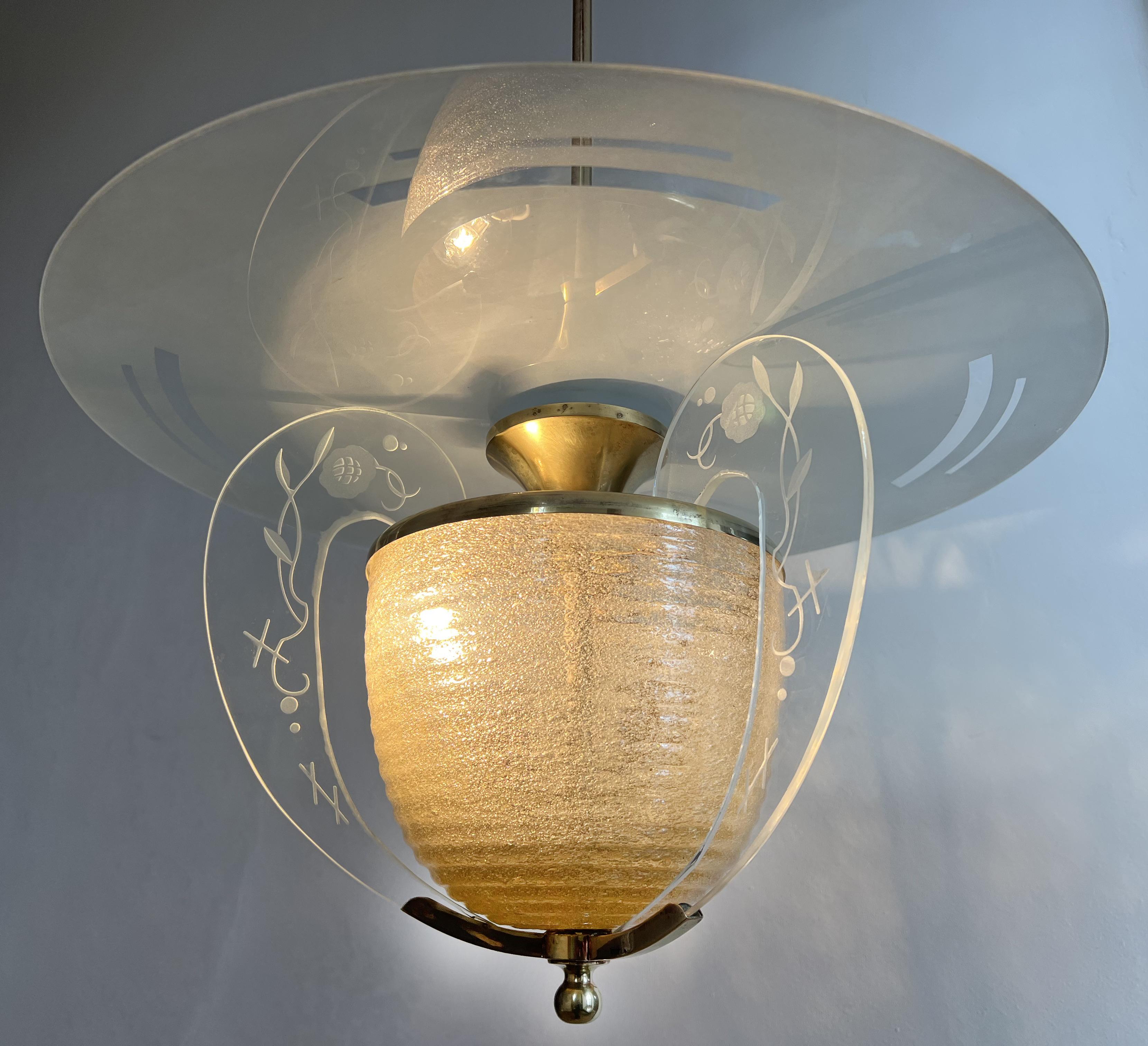 Very rare Italian Chandelier by Barovier & Toso, Murano, 1950s For Sale 5