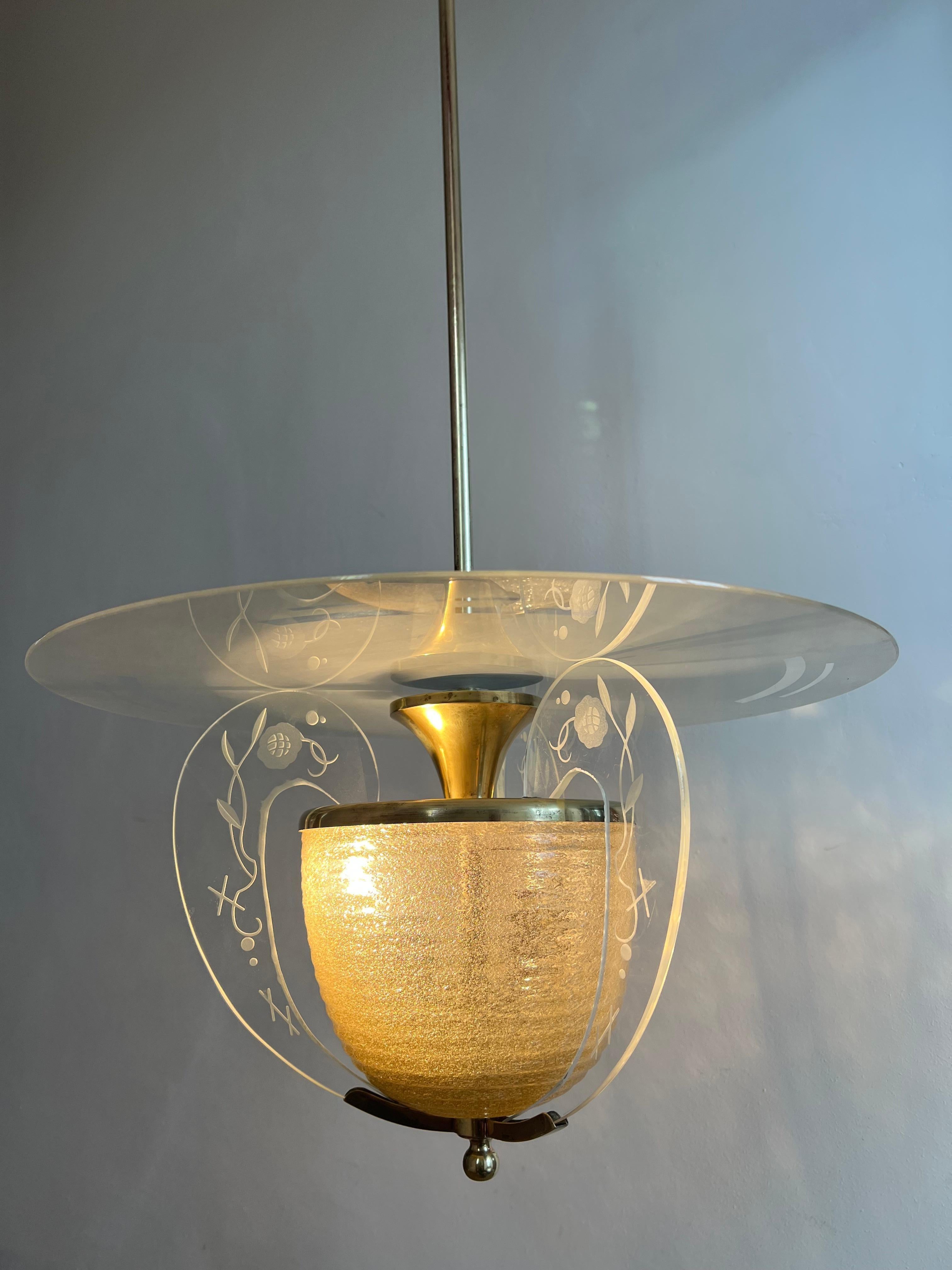 Very rare Italian Chandelier by Barovier & Toso, Murano, 1950s For Sale 2