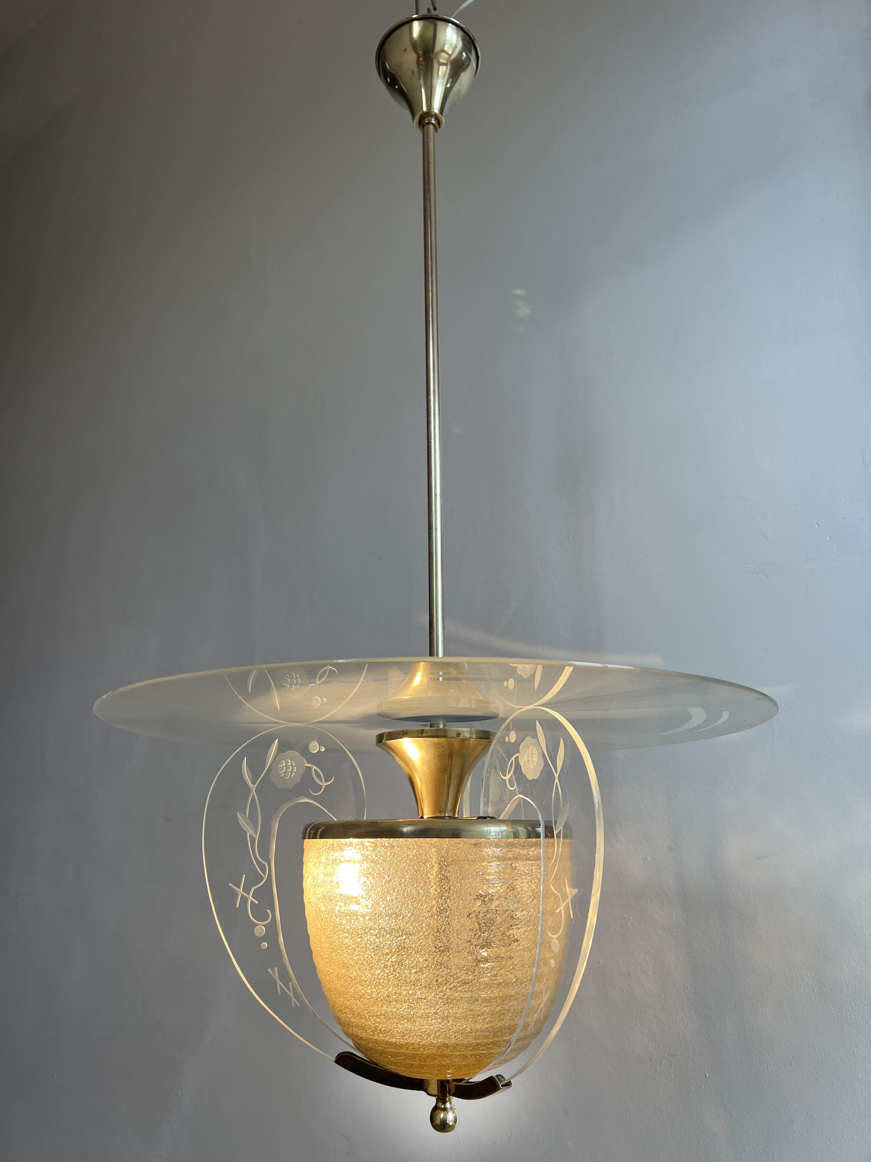 Very rare Italian Chandelier by Barovier & Toso, Murano, 1950s For Sale 3
