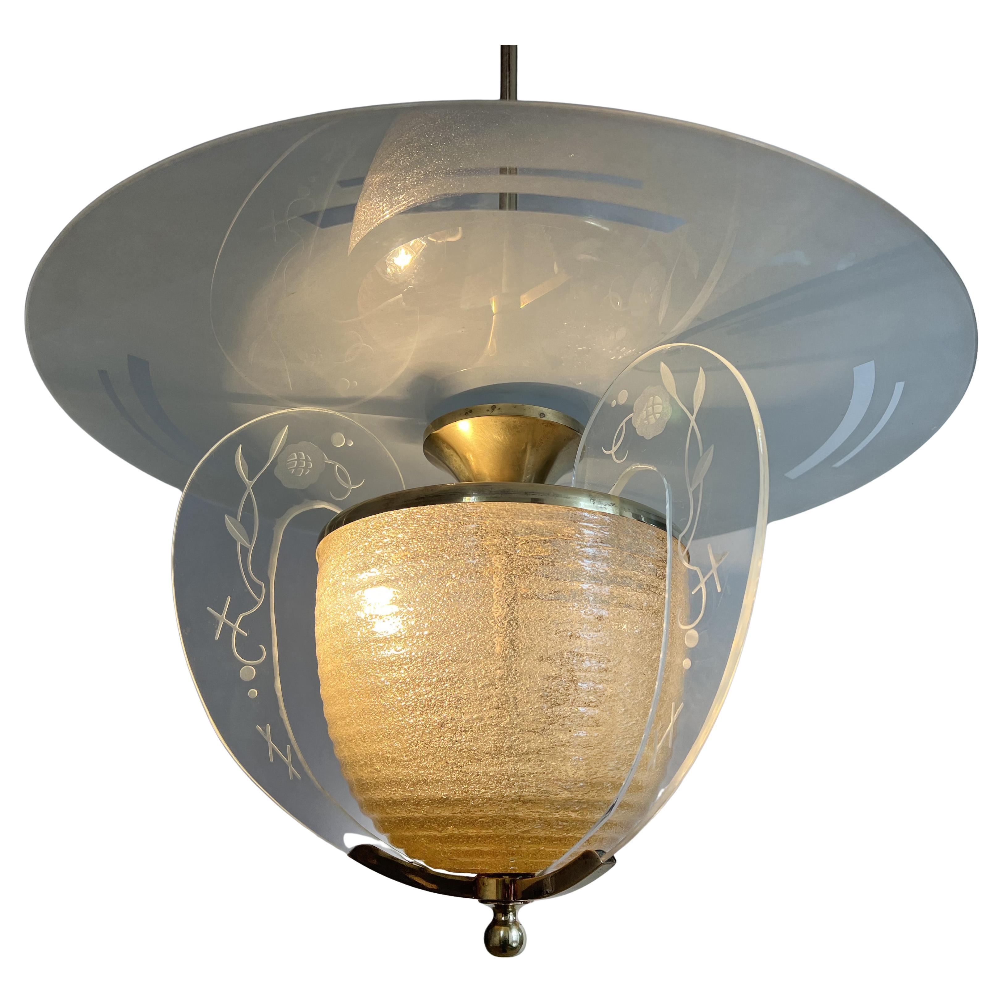 Très rare lustre italien par Barovier&Toso, Murano, années 1950