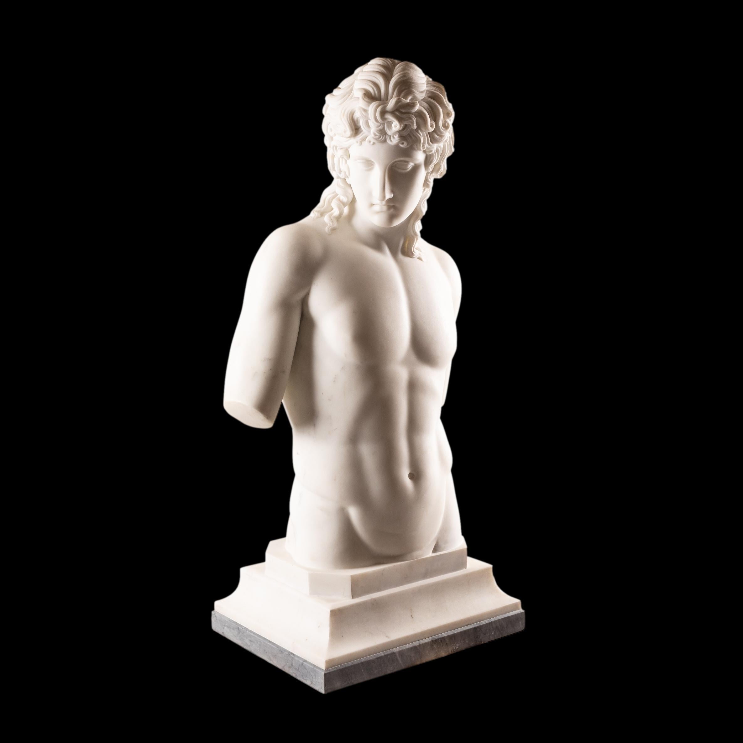 Hand-Carved Very Rare Italian Grand Tour Marble Sculpture of the Eros Di Centocelle For Sale
