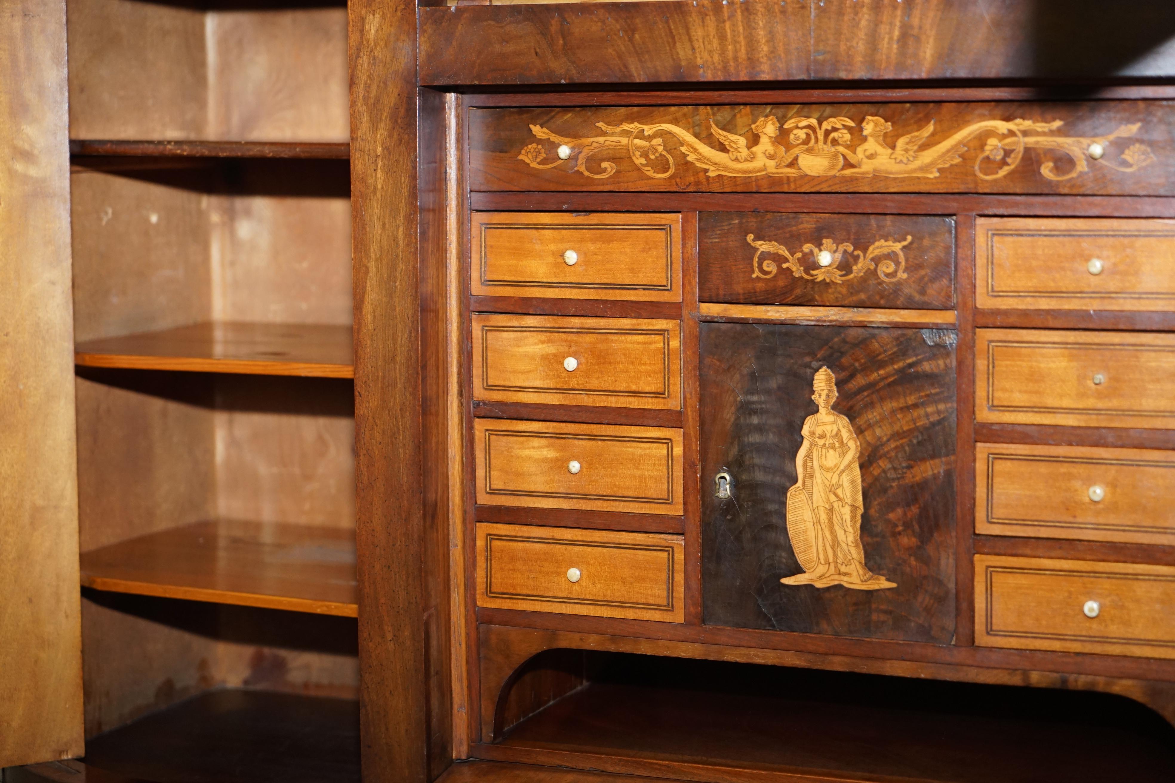 Very Rare Italian Hardwood Cylinder Bureau Bookcase Desk with Must See Pictures For Sale 4
