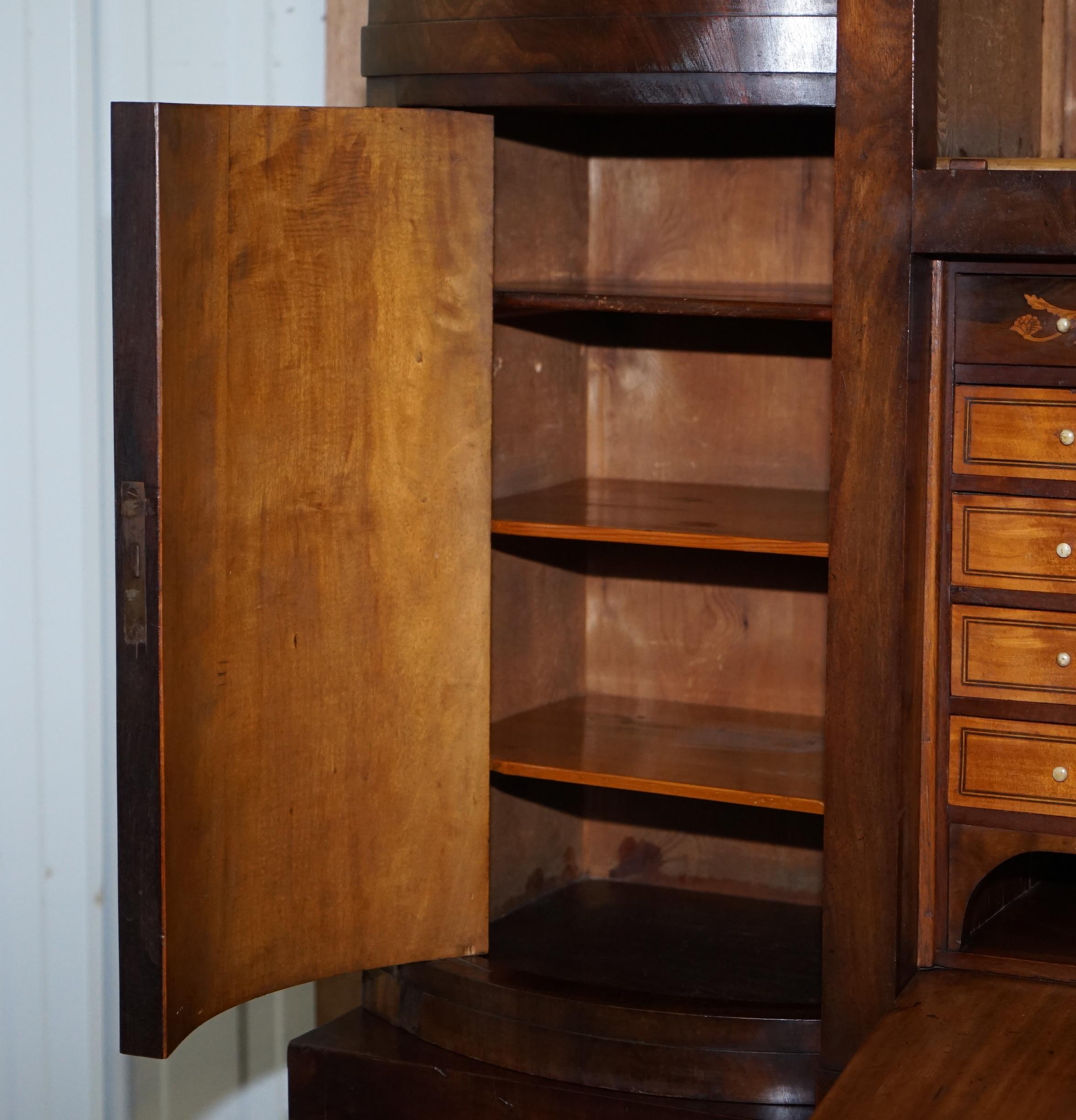 Very Rare Italian Hardwood Cylinder Bureau Bookcase Desk with Must See Pictures For Sale 5