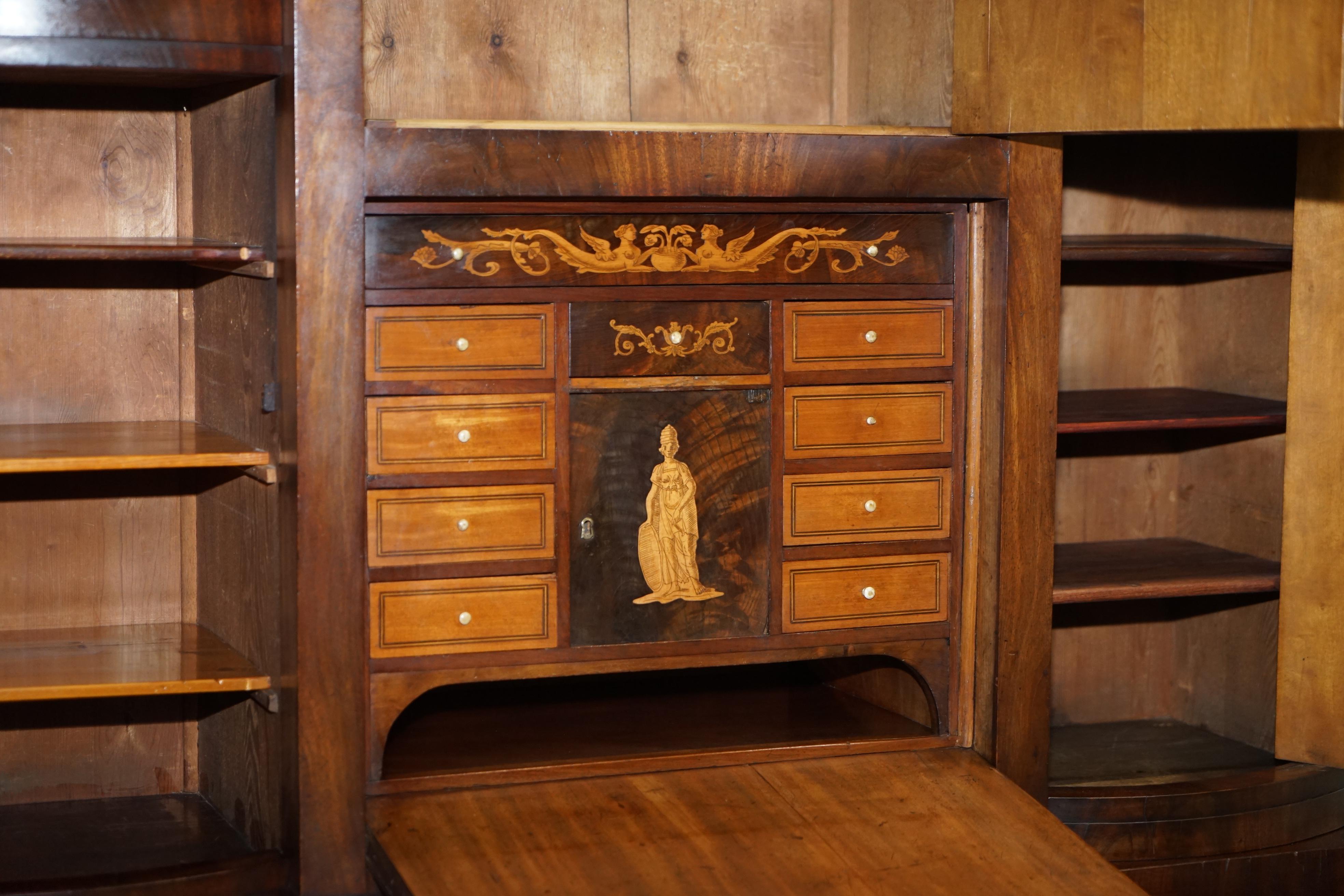 Very Rare Italian Hardwood Cylinder Bureau Bookcase Desk with Must See Pictures For Sale 3
