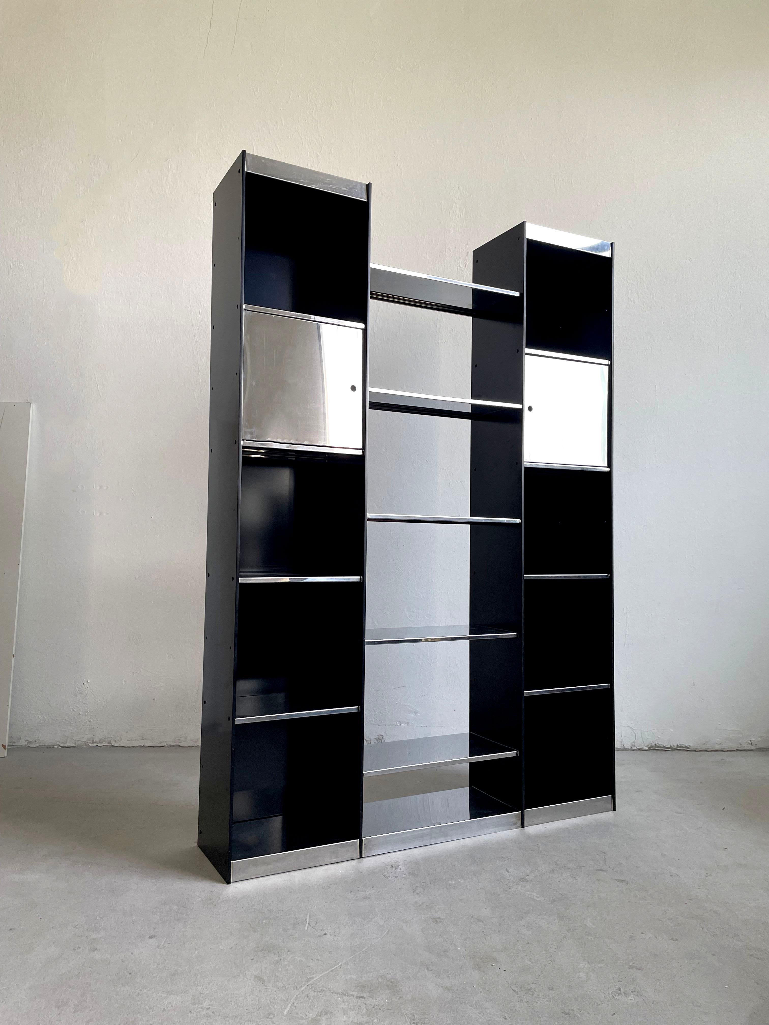 Mid-Century Modern Very Rare Italian Modern Library Bookcase by Willy Rizzo for Cidue, Italy, 1970 For Sale