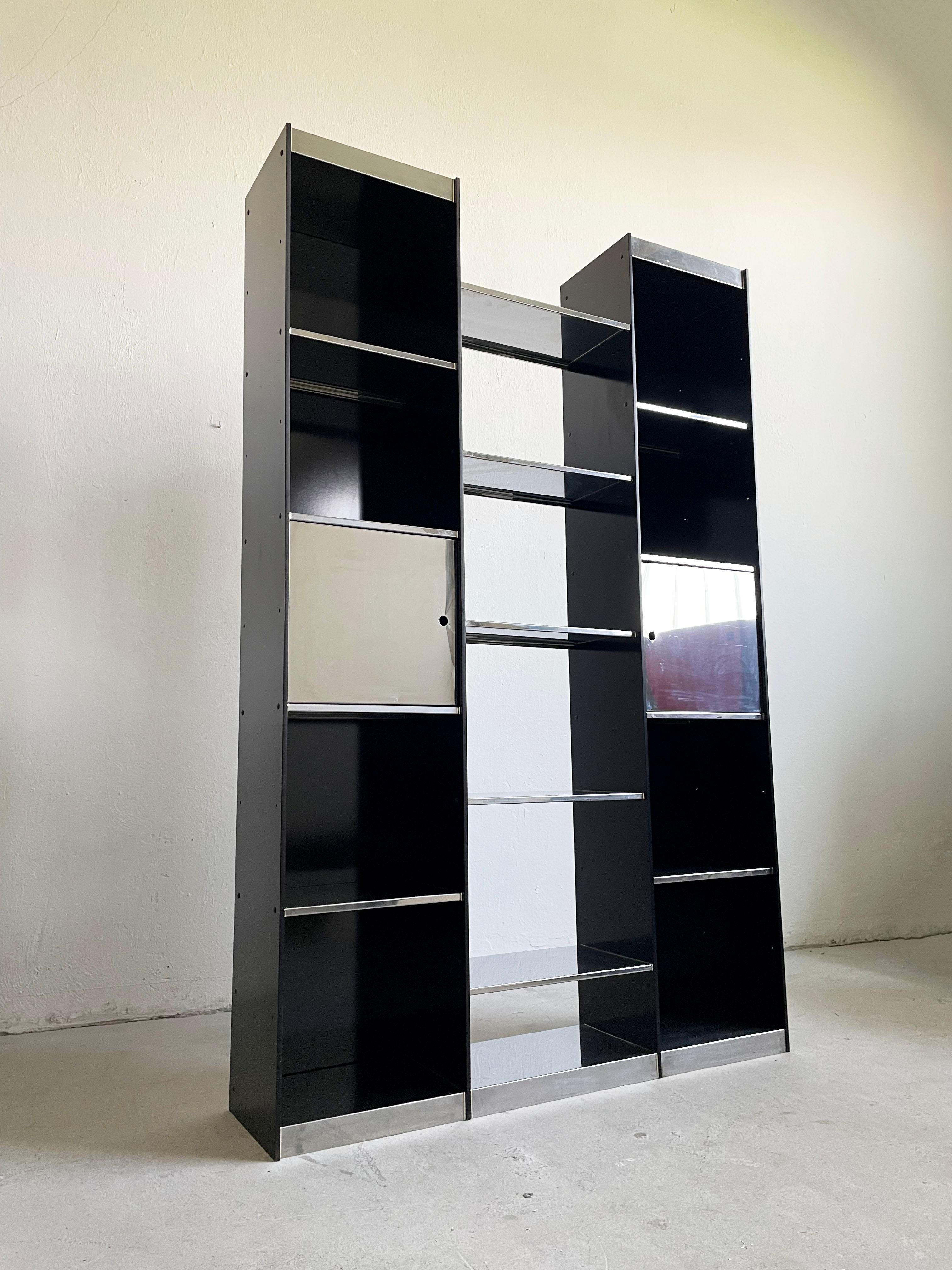Mid-Century Modern Very Rare Italian Modern Library Bookcase by Willy Rizzo for Cidue, Italy, 1970 For Sale