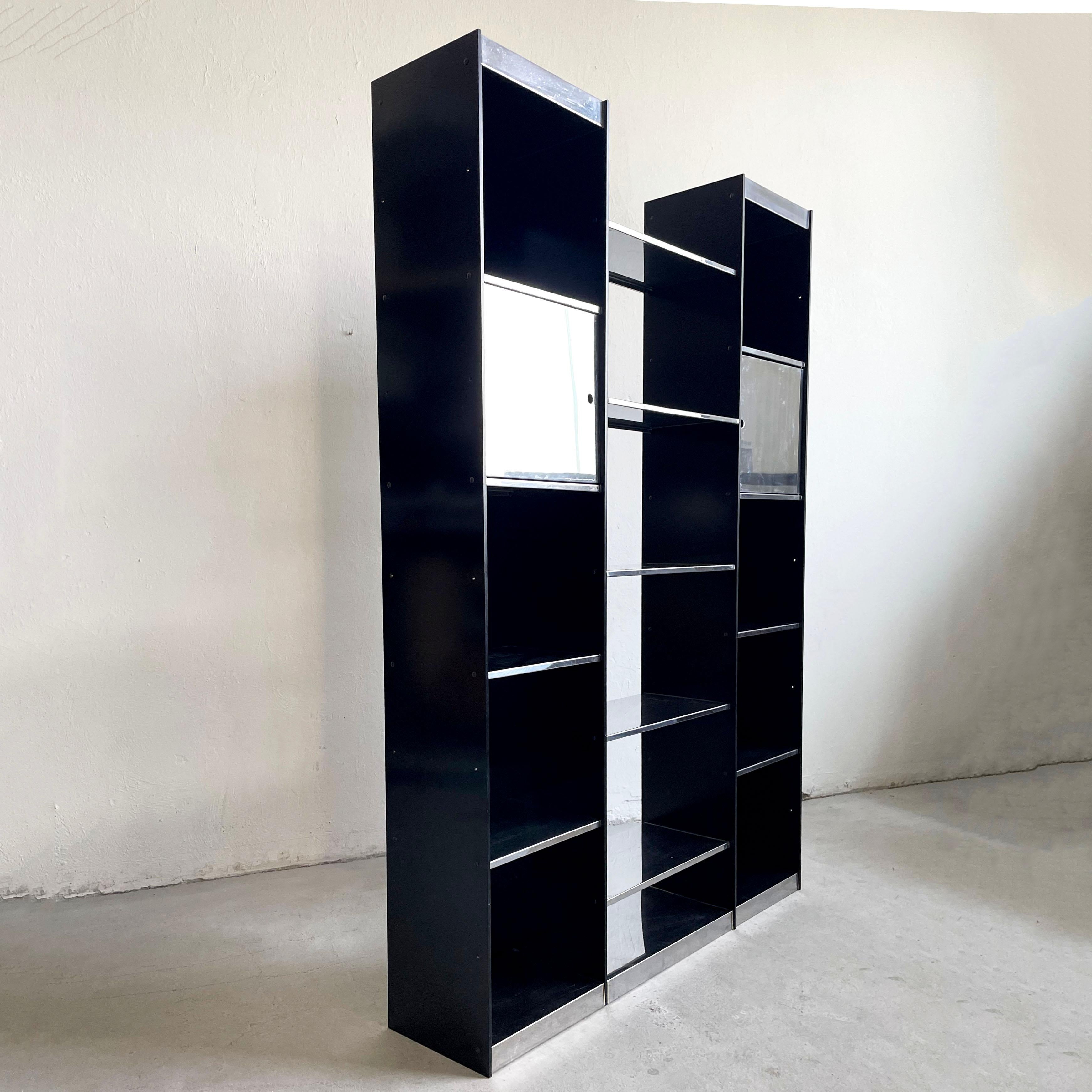 Lacquered Very Rare Italian Modern Library Bookcase by Willy Rizzo for Cidue, Italy, 1970 For Sale
