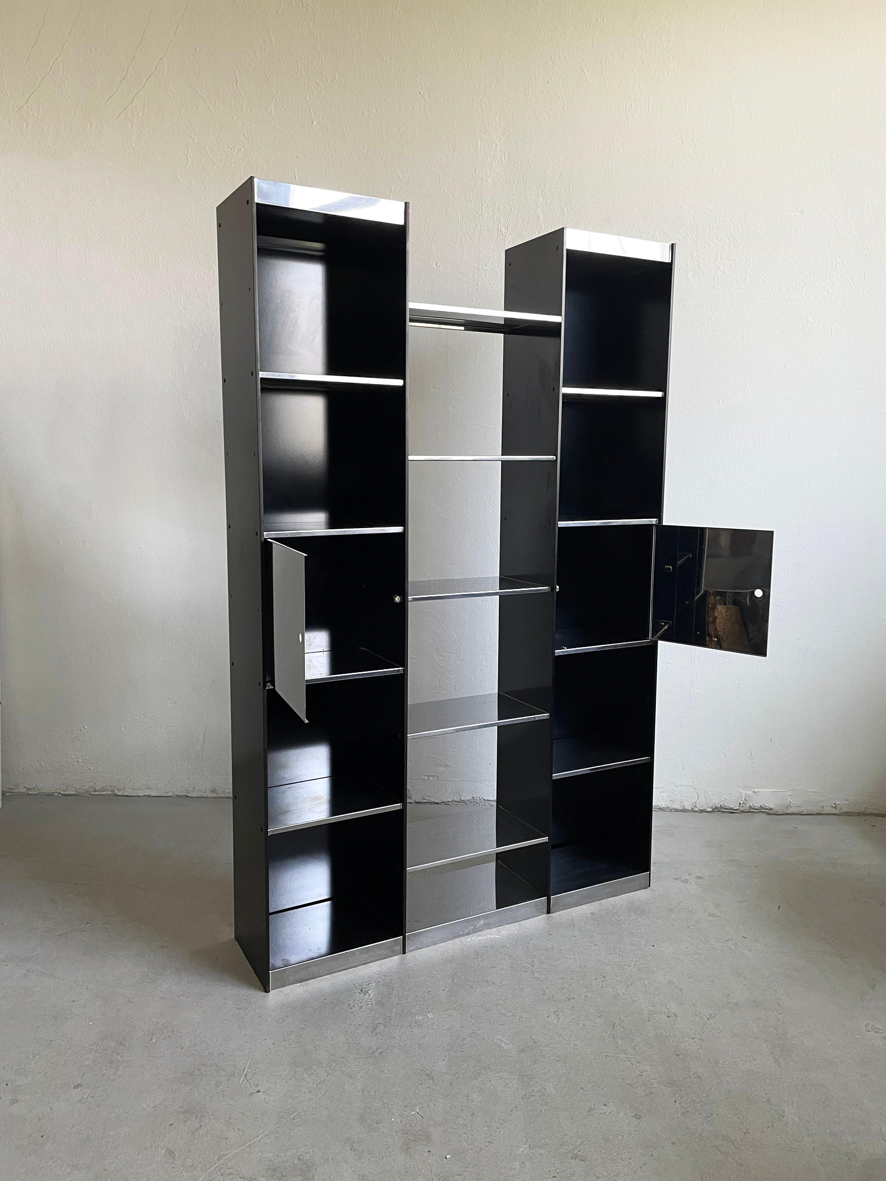 Lacquered Very Rare Italian Modern Library Bookcase by Willy Rizzo for Cidue, Italy, 1970 For Sale