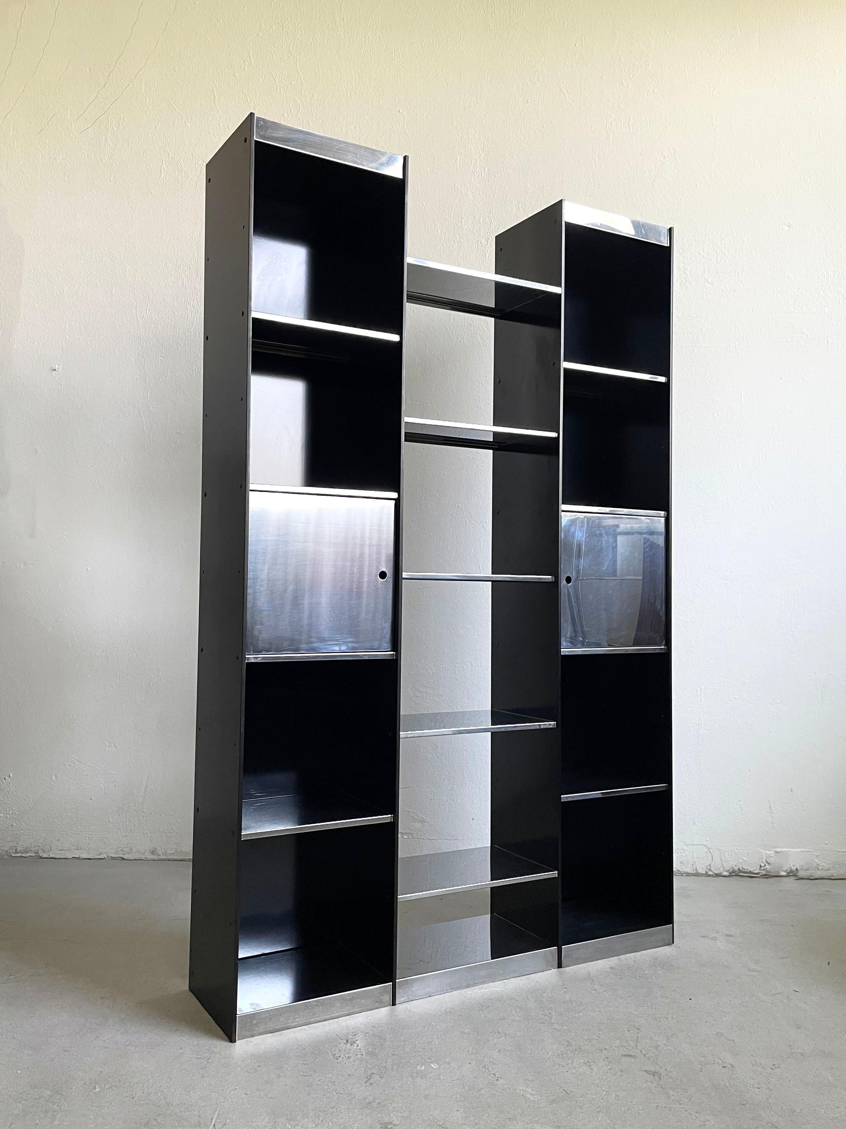 Late 20th Century Very Rare Italian Modern Library Bookcase by Willy Rizzo for Cidue, Italy, 1970 For Sale