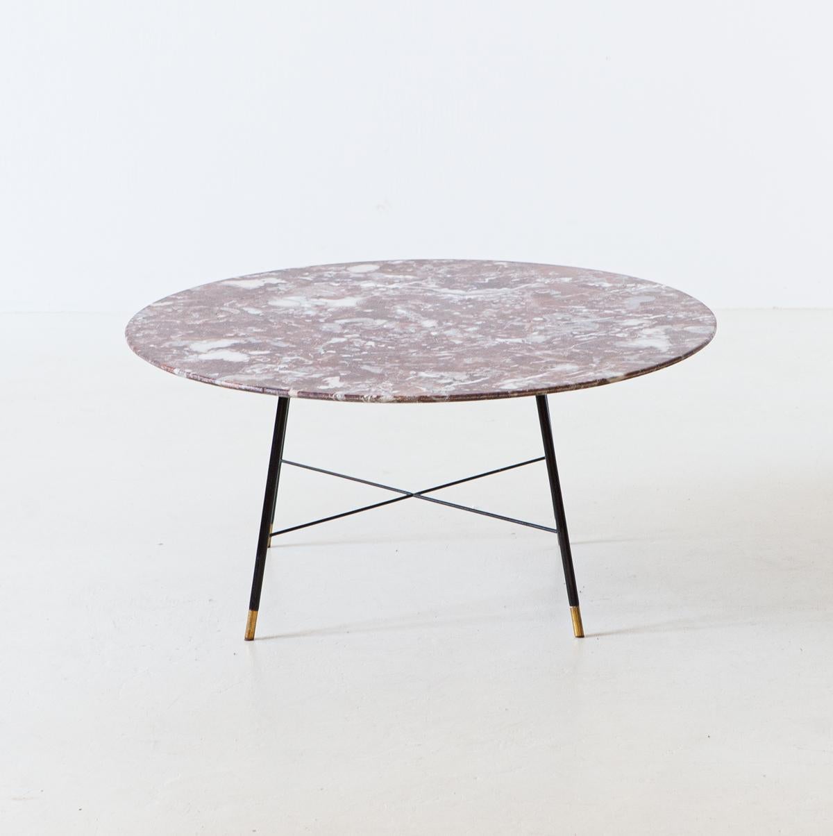 Mid-Century Modern Very Rare Italian Round Marble Coffee Table by Ico Parisi, 1950s
