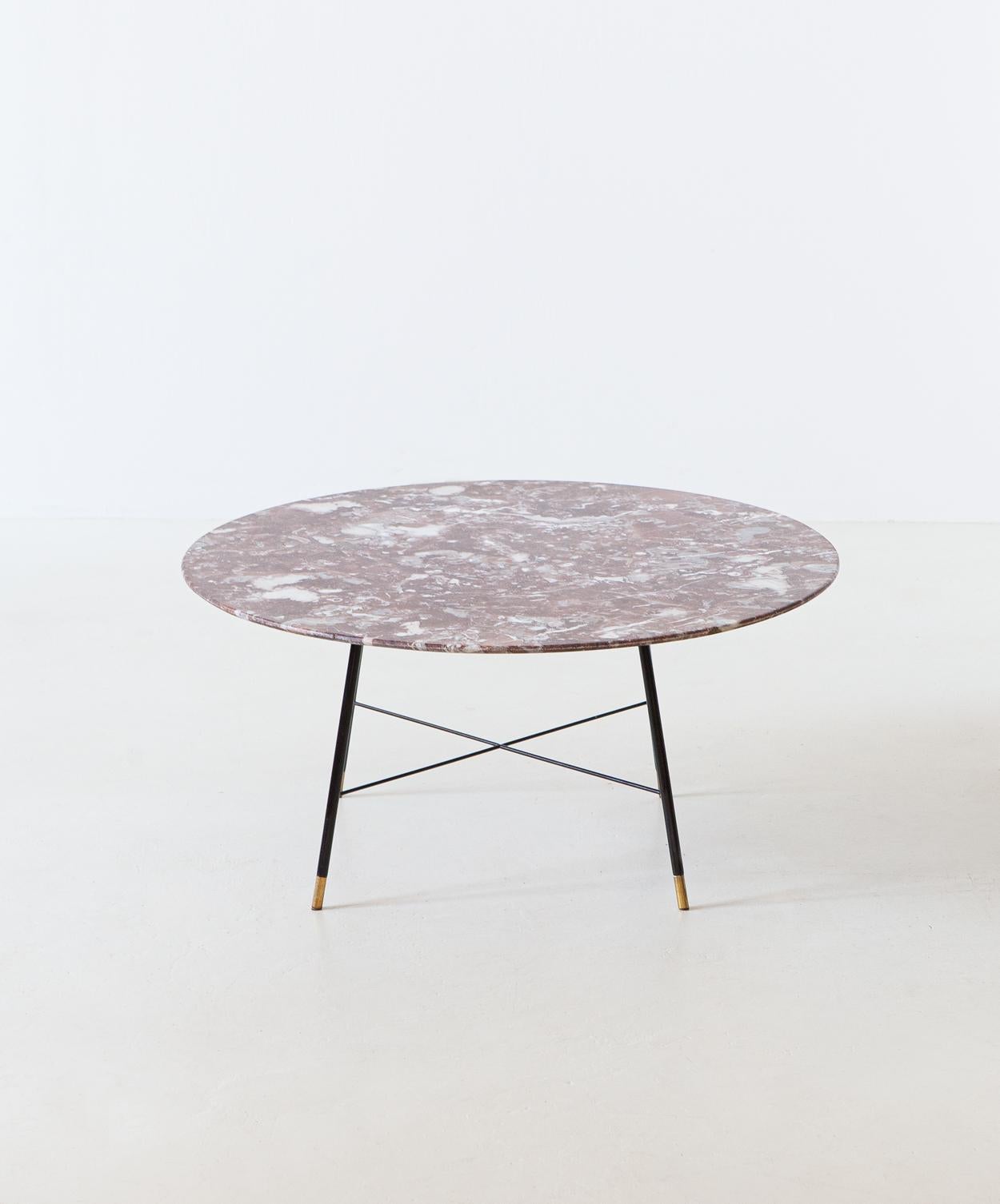 Mid-20th Century Very Rare Italian Round Marble Coffee Table by Ico Parisi, 1950s
