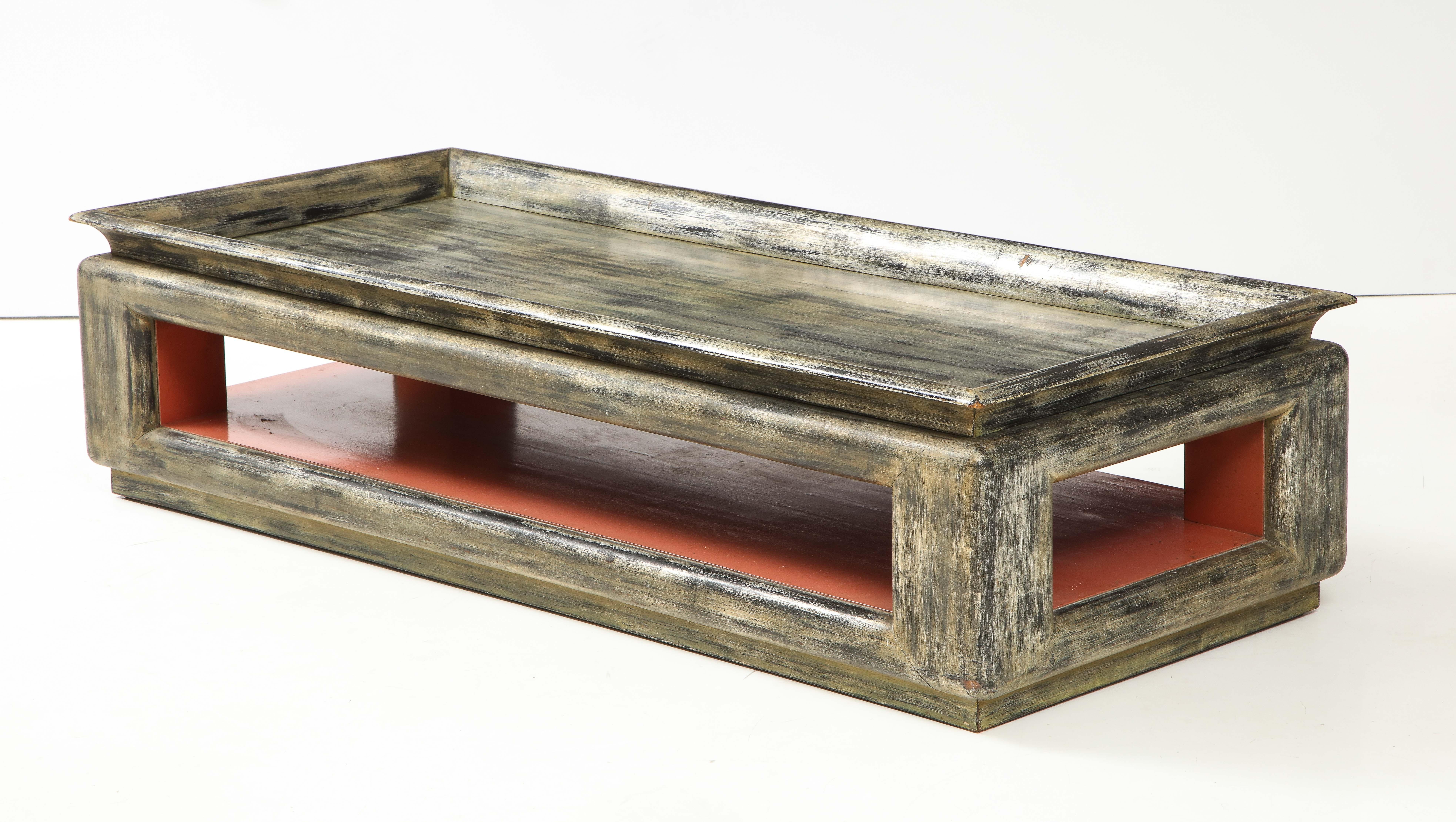 Mid-Century Modern Very Rare James Mont Burnished Leaf Coffee Table For Sale
