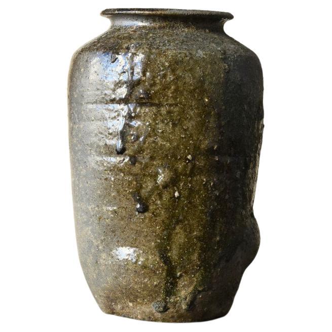 Seltenes japanisches antikes Keramikgefäß/Schöne Glasur/Wabisabi-Vase/10th-11th