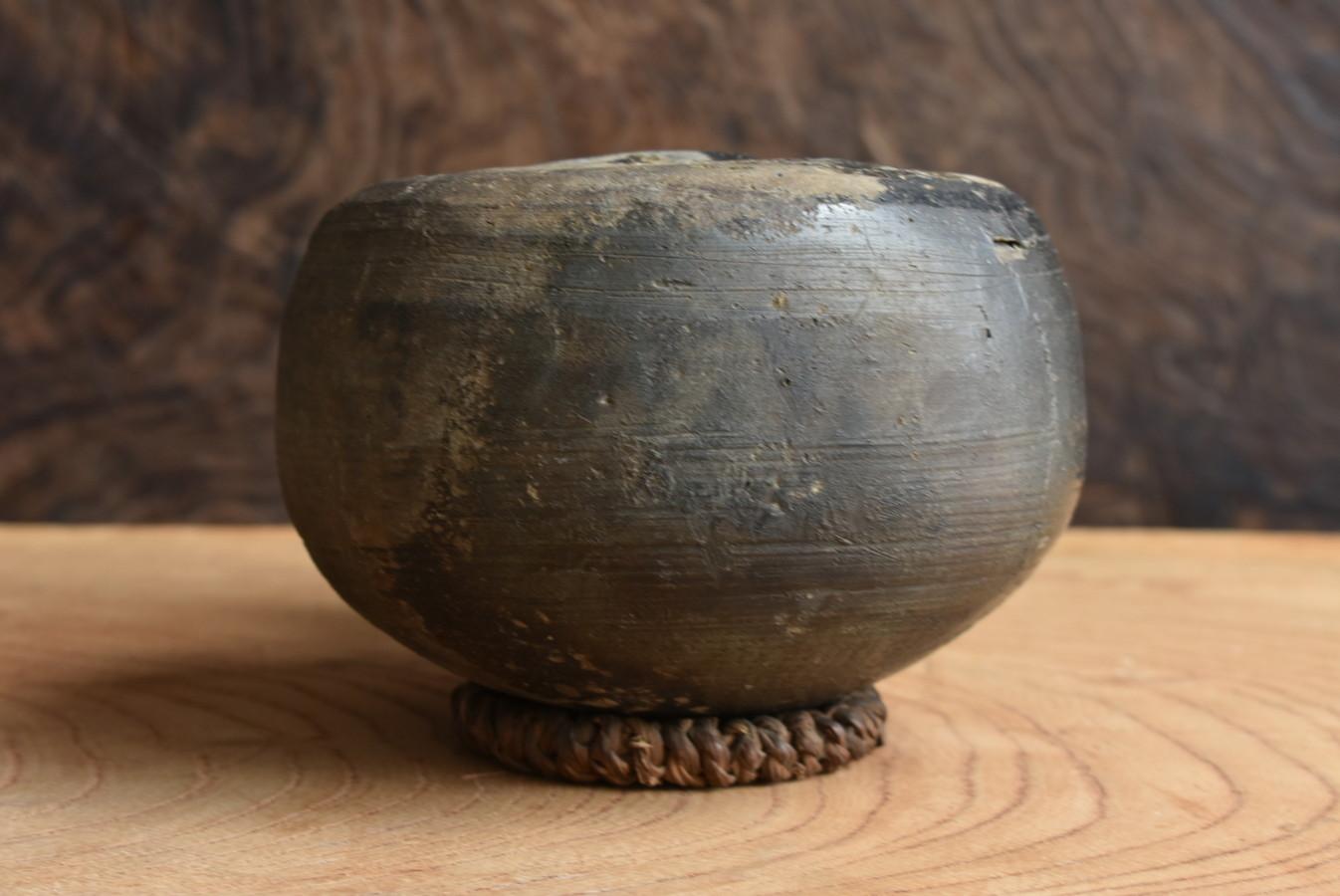 Very rare Japanese antique pottery jar/beautiful natural glaze/wall hanging vase 8