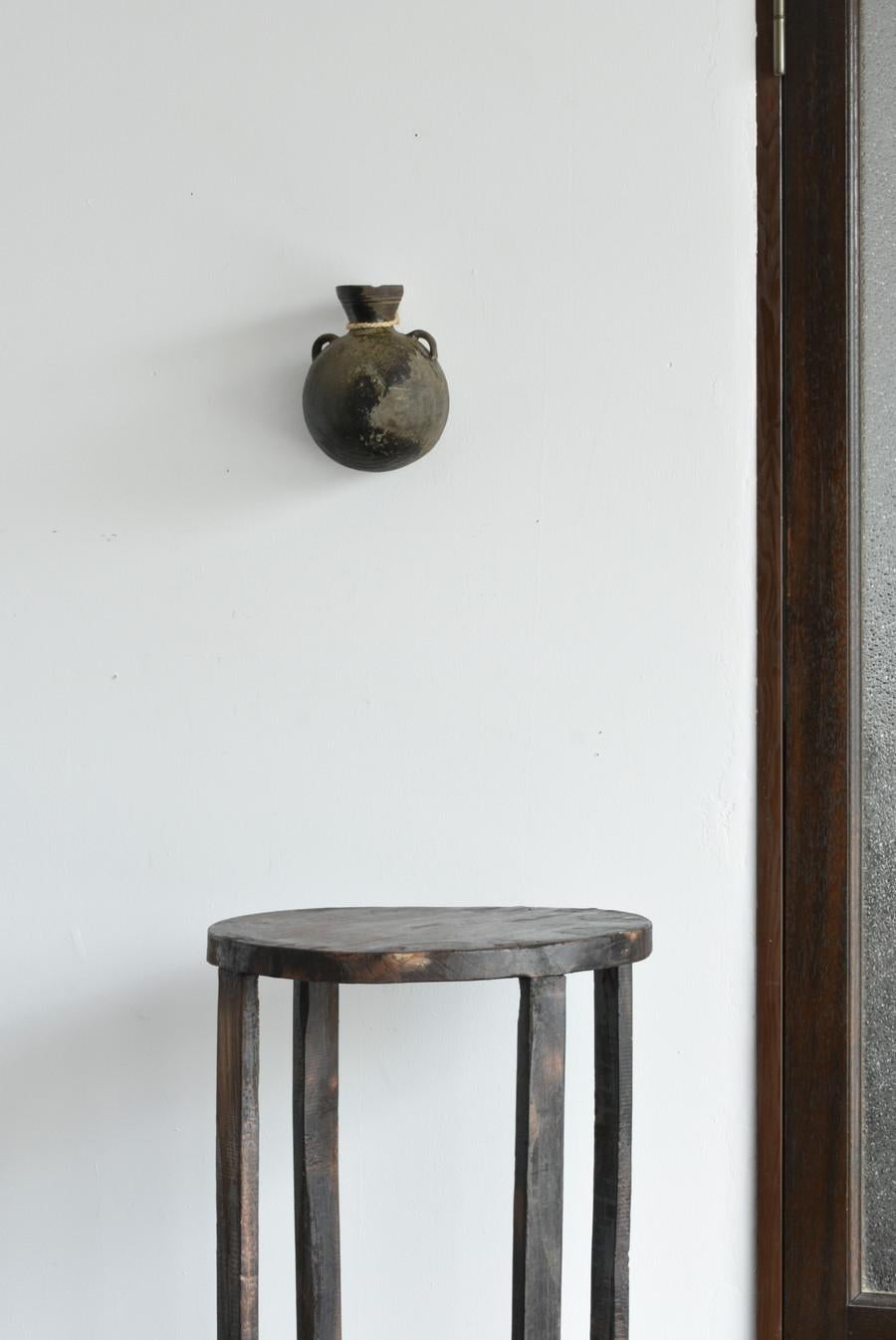 Very rare Japanese antique pottery jar/beautiful natural glaze/wall hanging vase 11