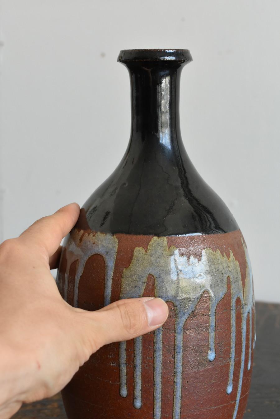 Very Rare Japanese Pottery Sake Bottle / 'Goto Ware' / 1800s / Edo Period 8