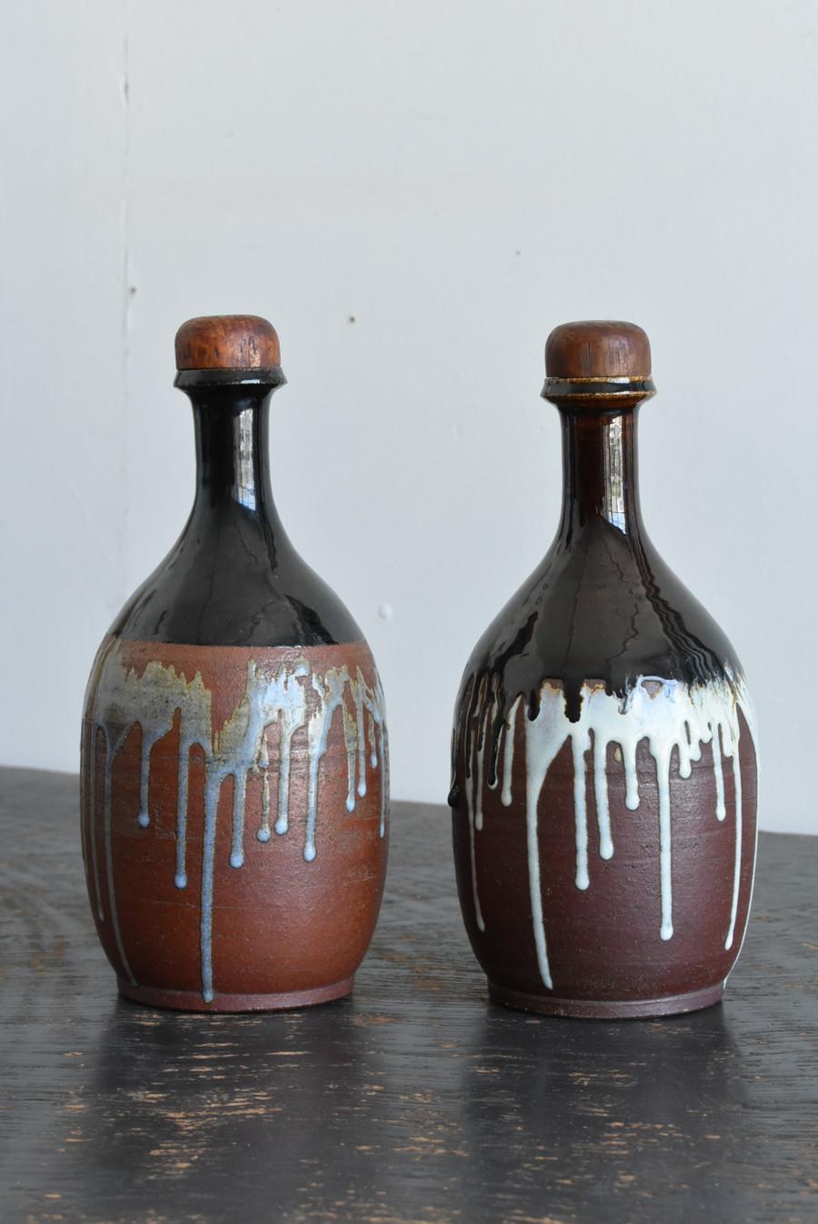 19th Century Very Rare Japanese Pottery Sake Bottle / 'Goto Ware' / 1800s / Edo Period