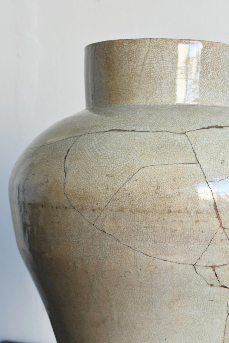 Very Rare Korean Antique White Porcelain Jar / Wasabi-Sabi Vase/Joseon Dynasty 6
