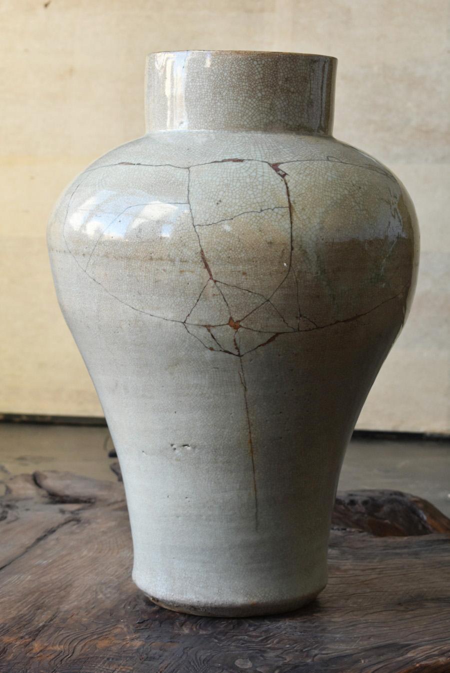South Korean Very Rare Korean Antique White Porcelain Jar / Wasabi-Sabi Vase/Joseon Dynasty