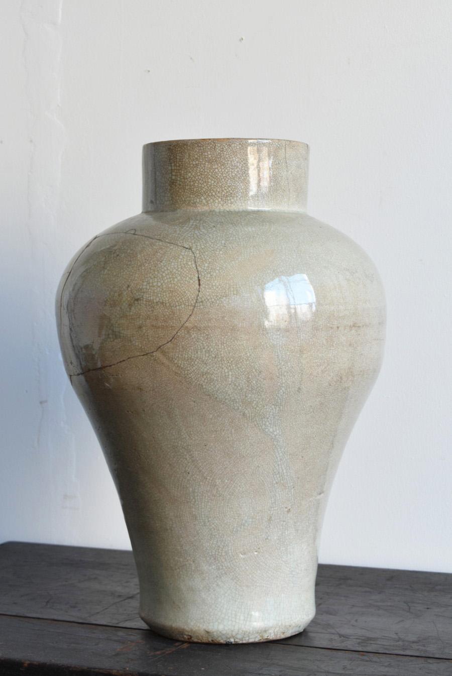 Very Rare Korean Antique White Porcelain Jar / Wasabi-Sabi Vase/Joseon Dynasty 1