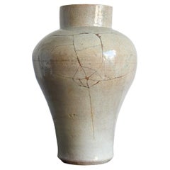 Very Rare Korean Antique White Porcelain Jar / Wasabi-Sabi Vase/Joseon Dynasty
