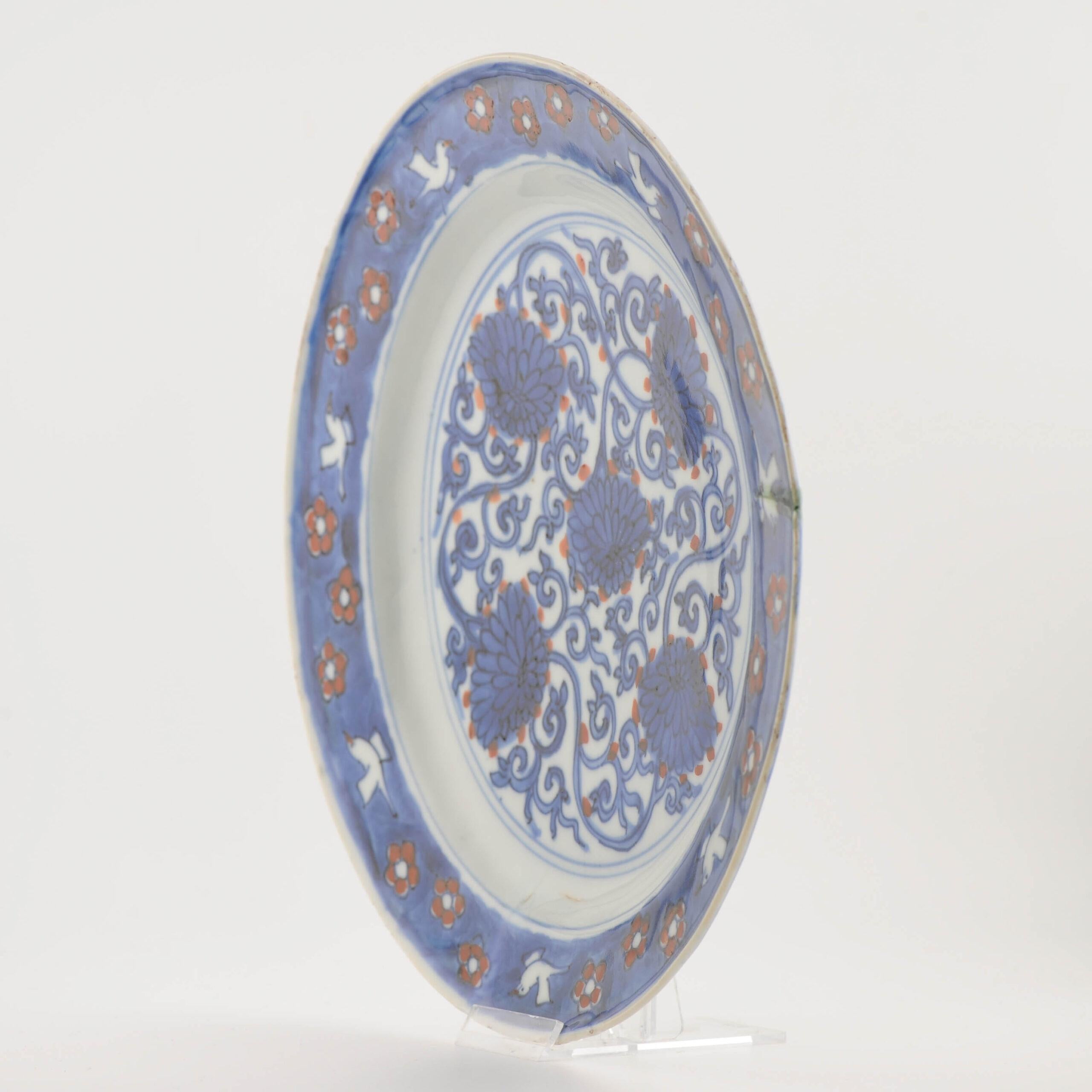 Very rare Kosometsuke Antique Chinese 17c Ming Dynasty Plate China Porcelain For Sale 9