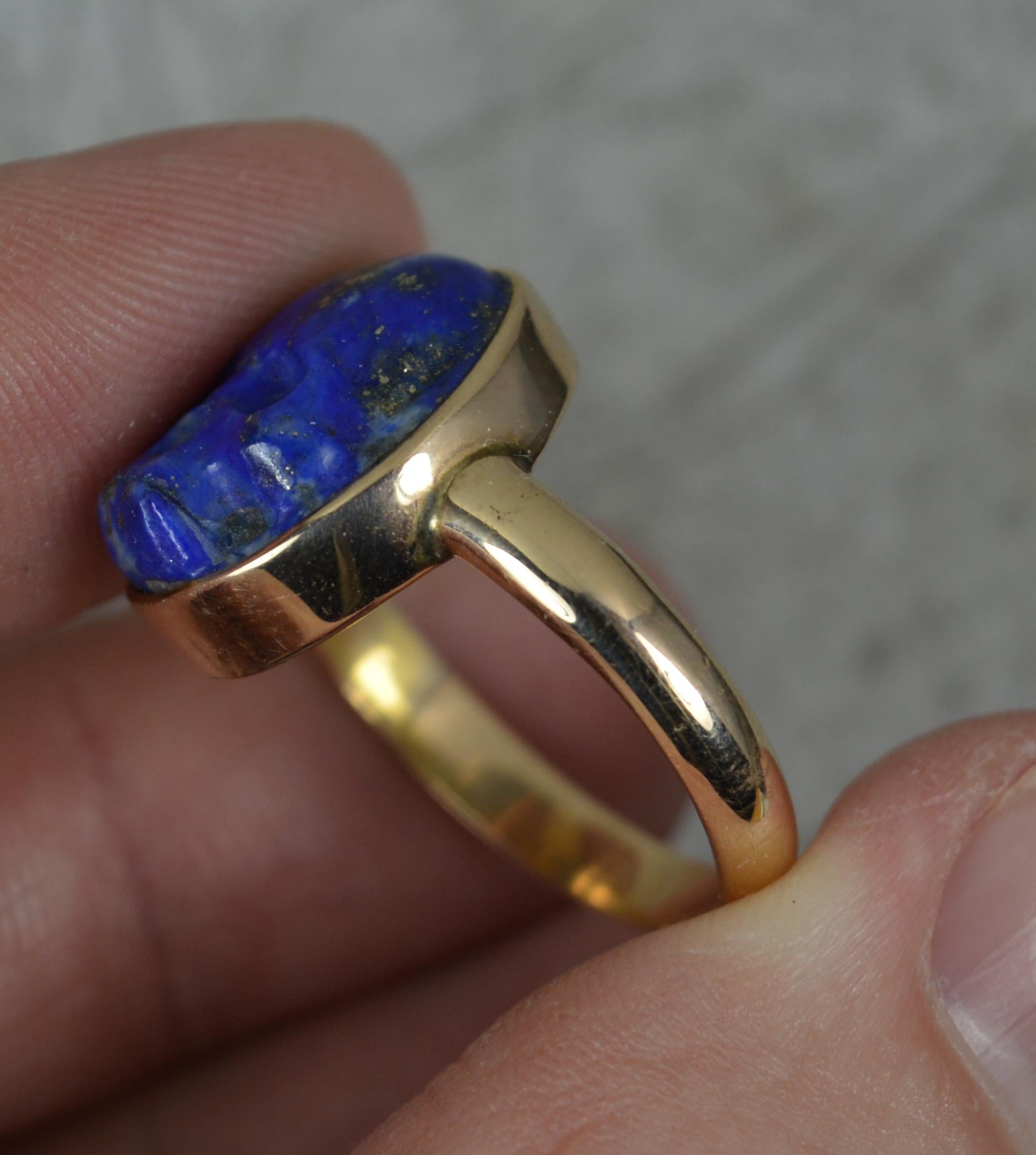 Very Rare Lapis Lazuli Skull and 14ct Gold Signet Momento Mori Ring For Sale 2