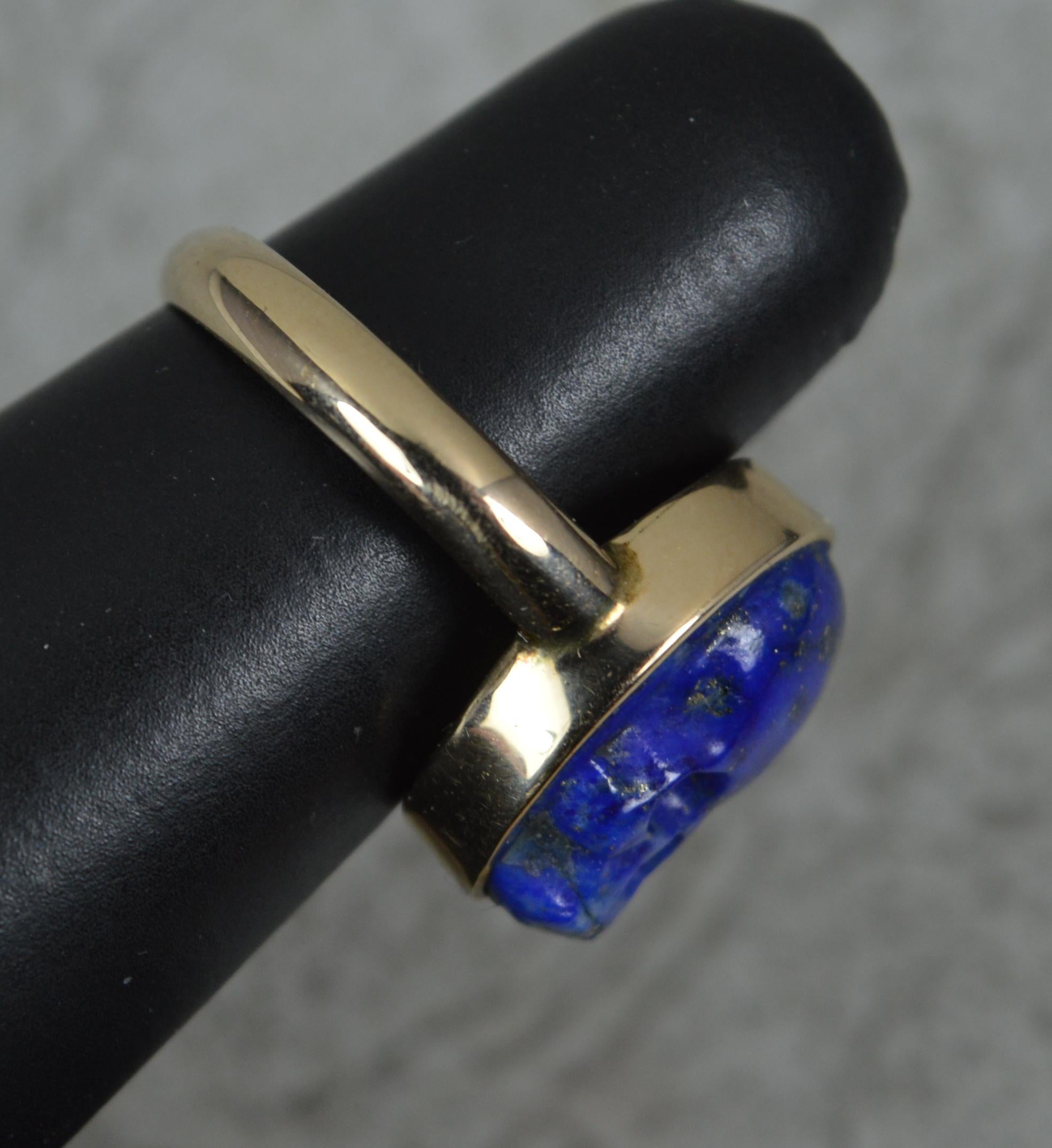 Very Rare Lapis Lazuli Skull and 14ct Gold Signet Momento Mori Ring For Sale 7